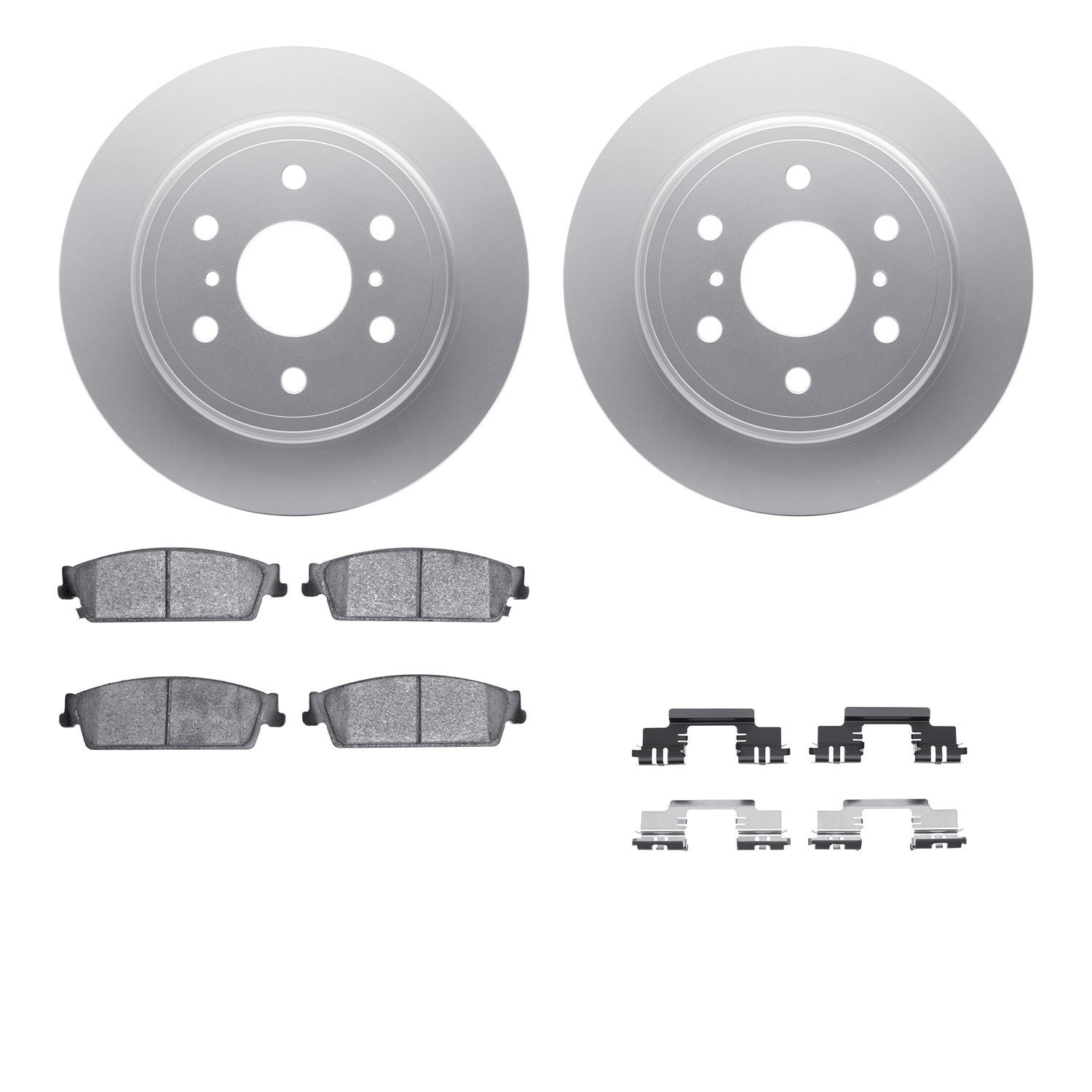 4512-48070 Geospec Brake Rotors w/5000 Advanced Brake Pads Kit & Hardware, 2007-2014 GM, Position: Rear