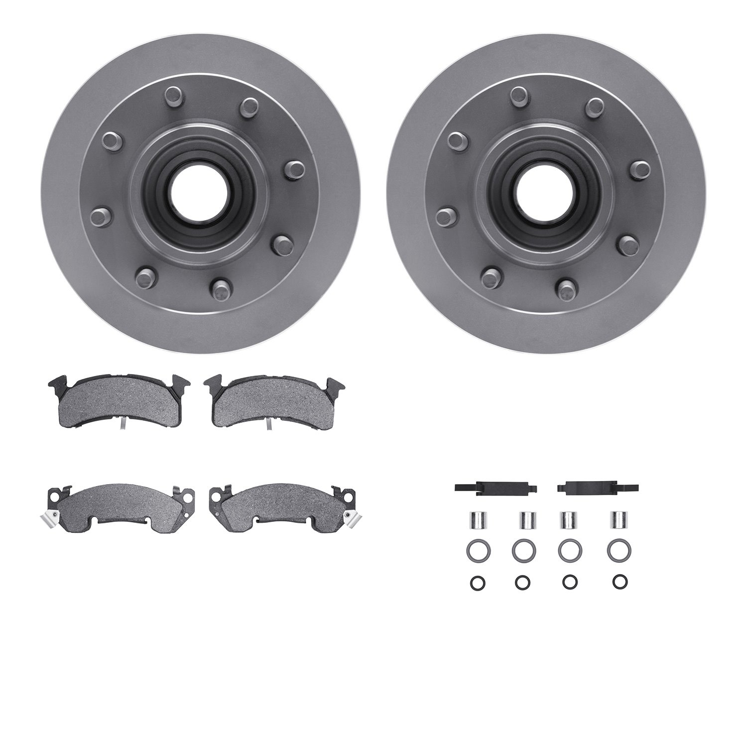 4512-48075 Geospec Brake Rotors w/5000 Advanced Brake Pads Kit & Hardware, 1979-1979 GM, Position: Front