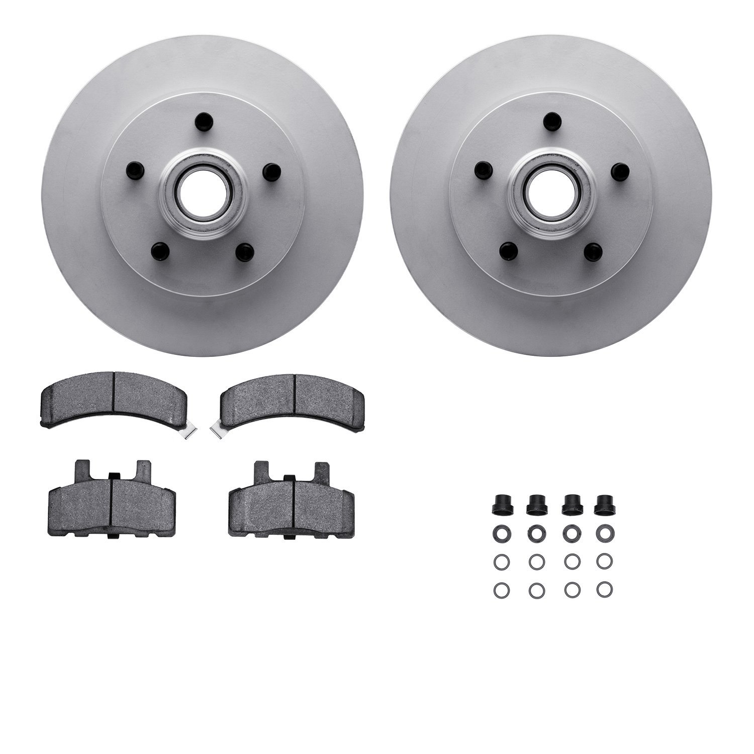 4512-48093 Geospec Brake Rotors w/5000 Advanced Brake Pads Kit & Hardware, 1992-2002 GM, Position: Front