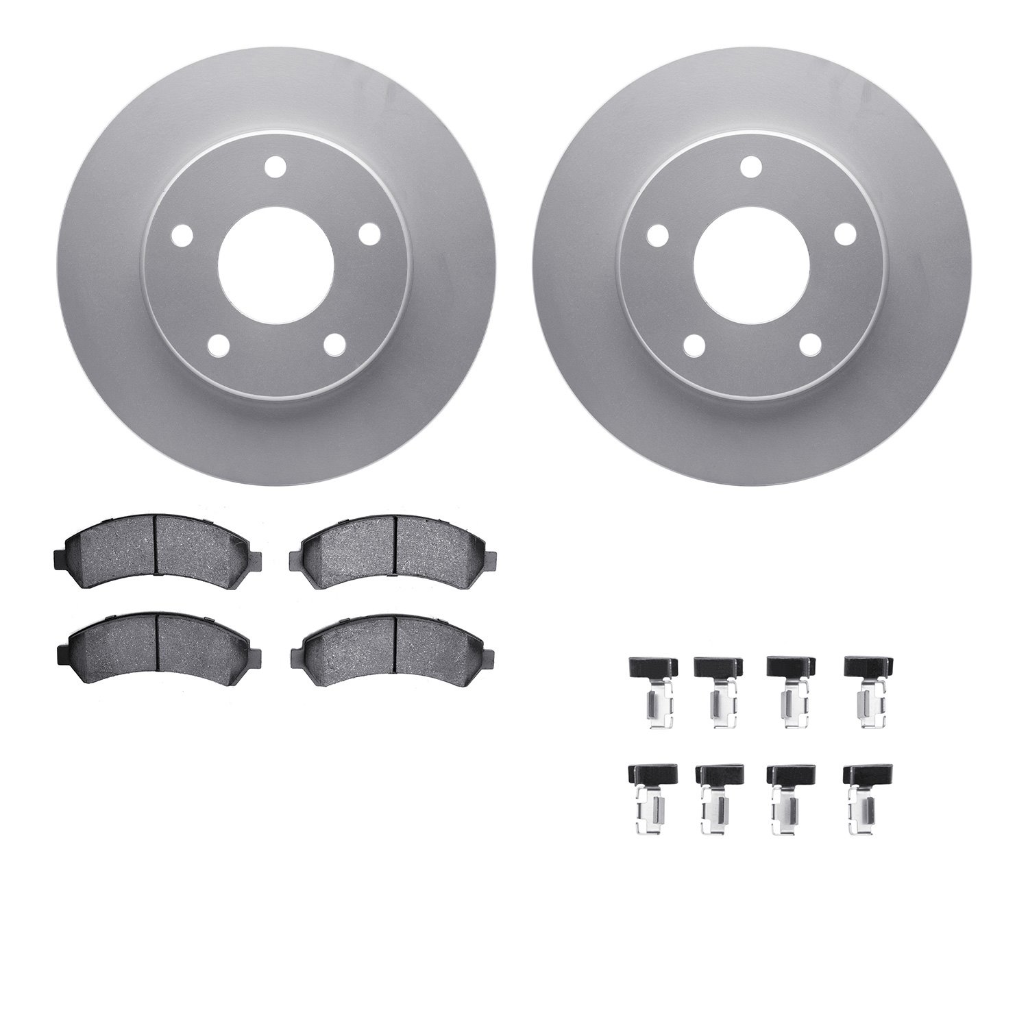 4512-48106 Geospec Brake Rotors w/5000 Advanced Brake Pads Kit & Hardware, 1997-2005 GM, Position: Front