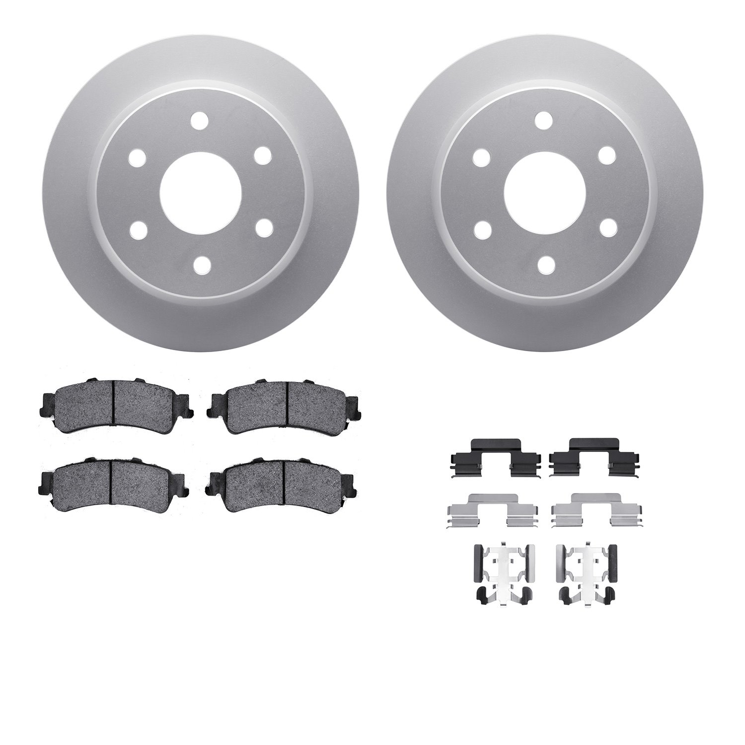 4512-48108 Geospec Brake Rotors w/5000 Advanced Brake Pads Kit & Hardware, 2003-2007 GM, Position: Rear