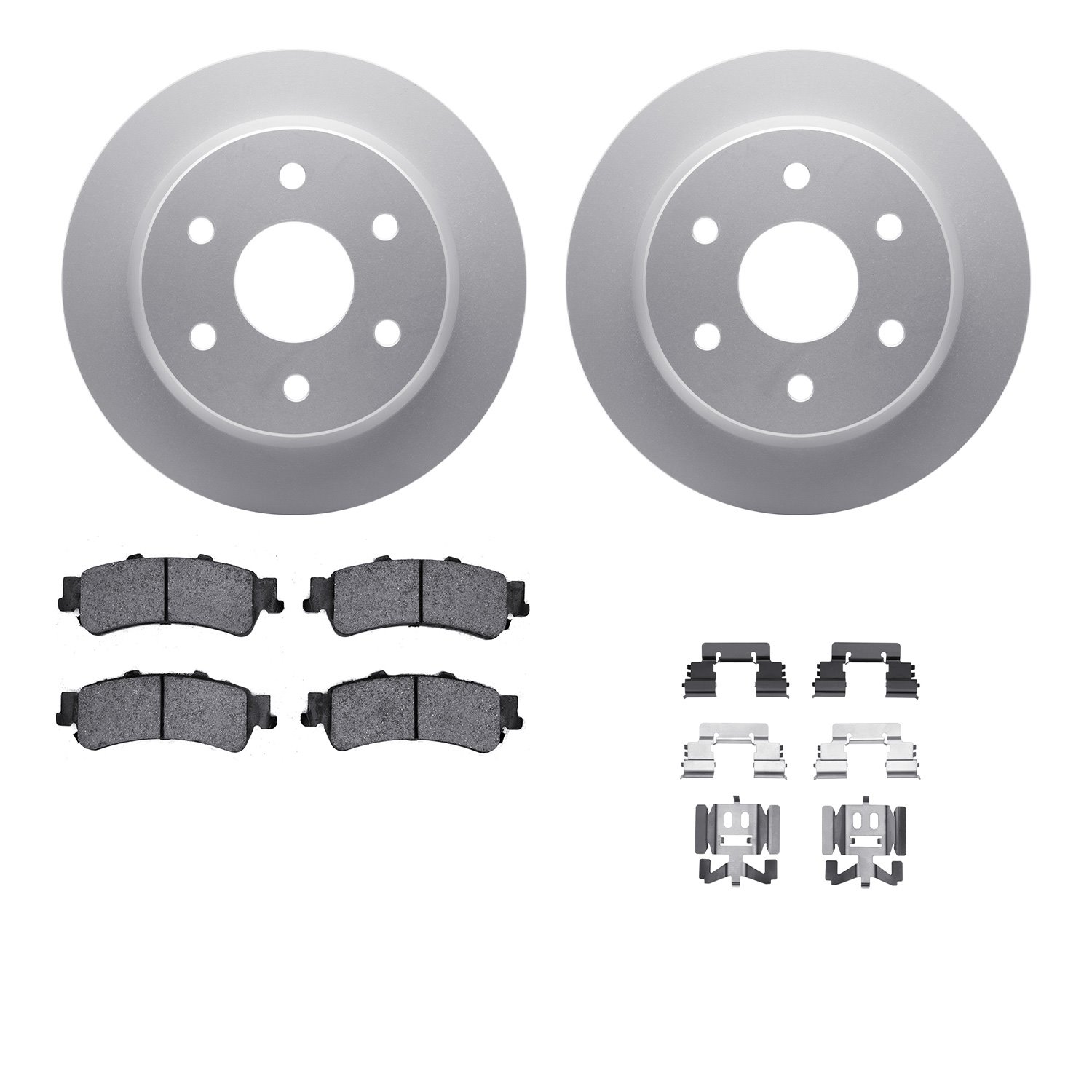4512-48109 Geospec Brake Rotors w/5000 Advanced Brake Pads Kit & Hardware, 1999-2007 GM, Position: Rear