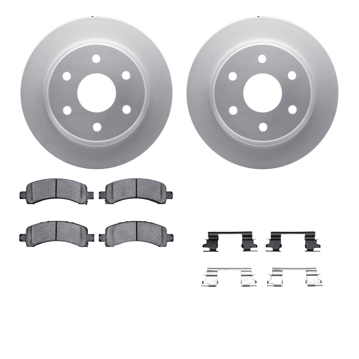 4512-48117 Geospec Brake Rotors w/5000 Advanced Brake Pads Kit & Hardware, 2002-2014 GM, Position: Rear