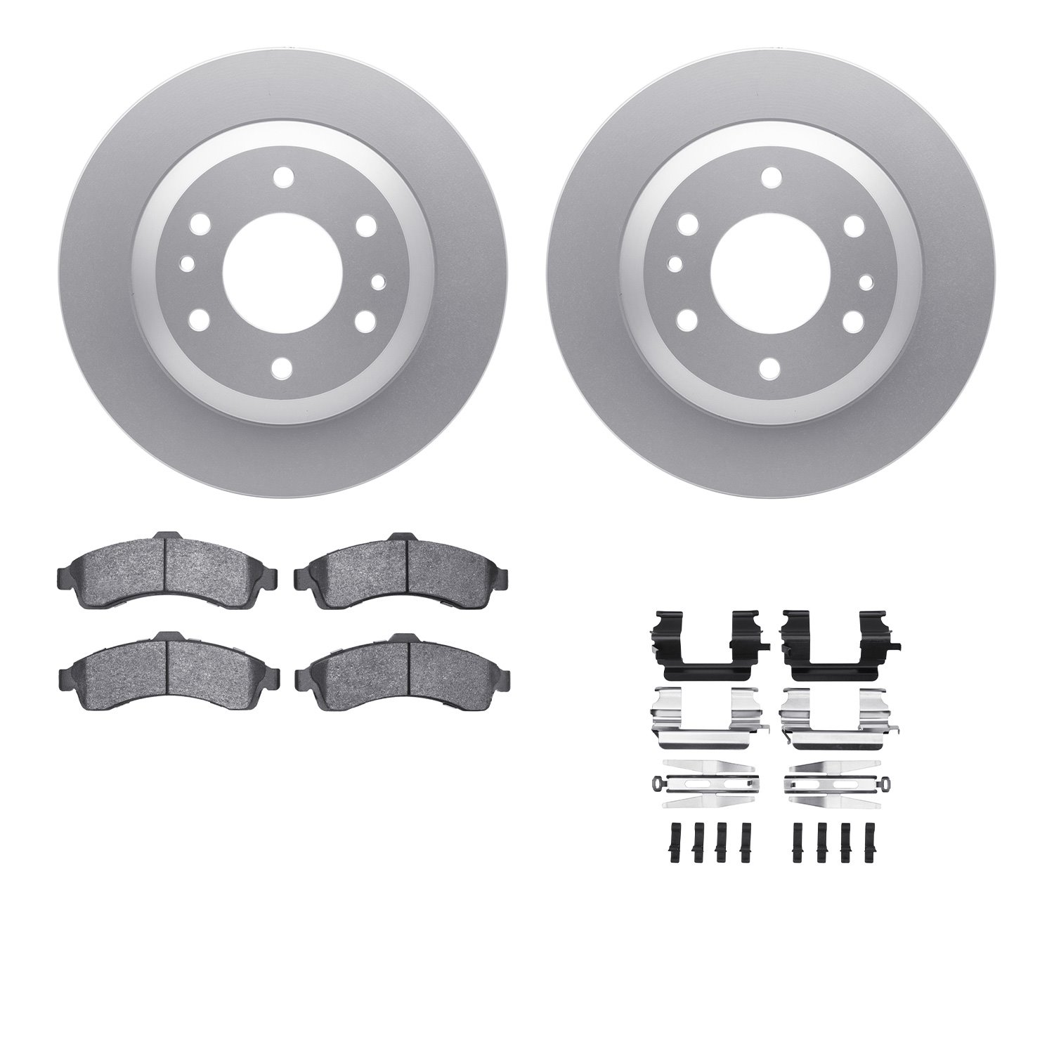 4512-48120 Geospec Brake Rotors w/5000 Advanced Brake Pads Kit & Hardware, 2002-2005 GM, Position: Front