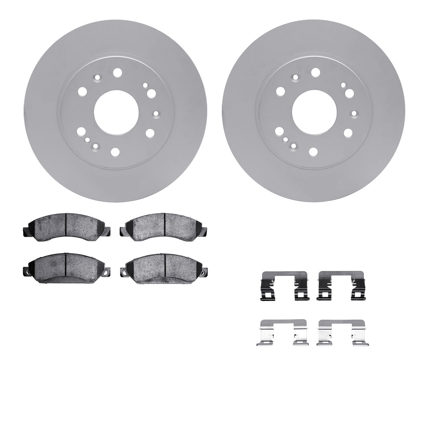4512-48126 Geospec Brake Rotors w/5000 Advanced Brake Pads Kit & Hardware, 2005-2008 GM, Position: Front