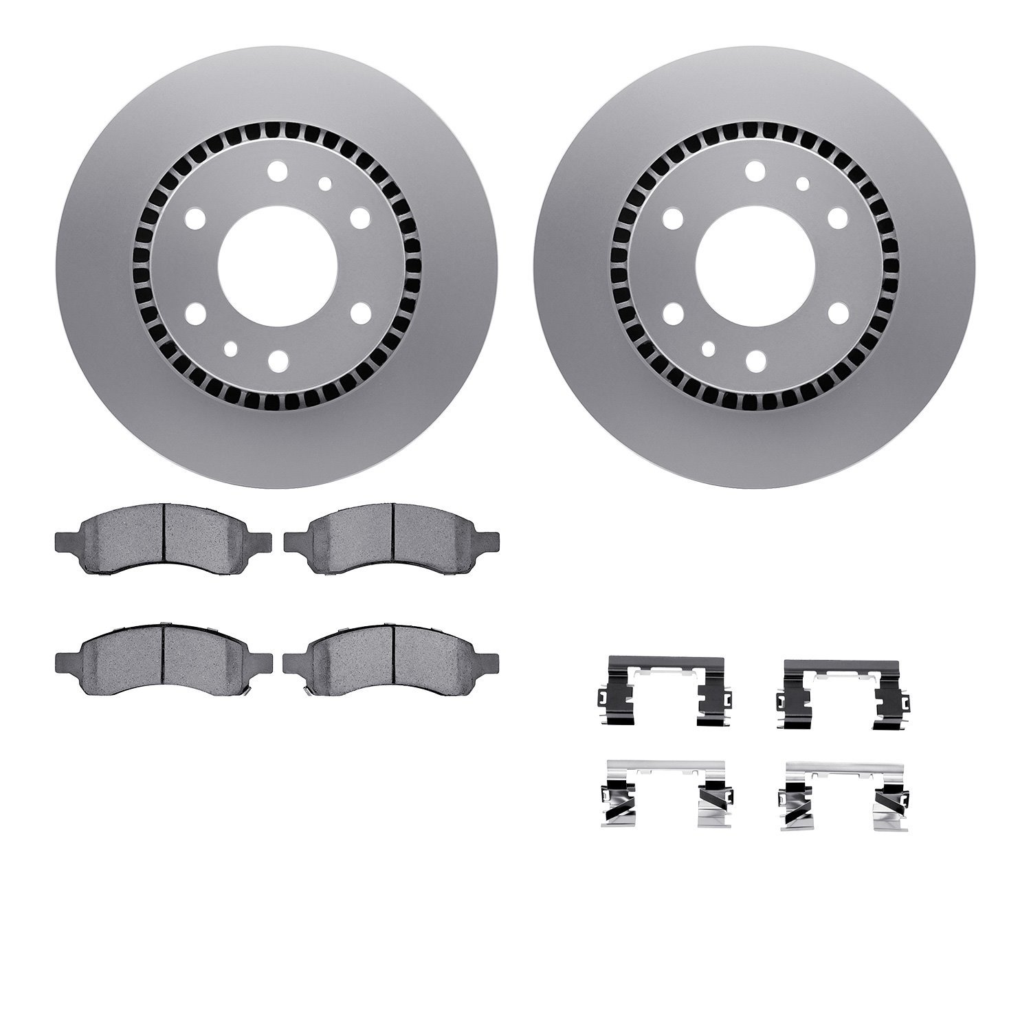4512-48131 Geospec Brake Rotors w/5000 Advanced Brake Pads Kit & Hardware, 2006-2009 GM, Position: Front