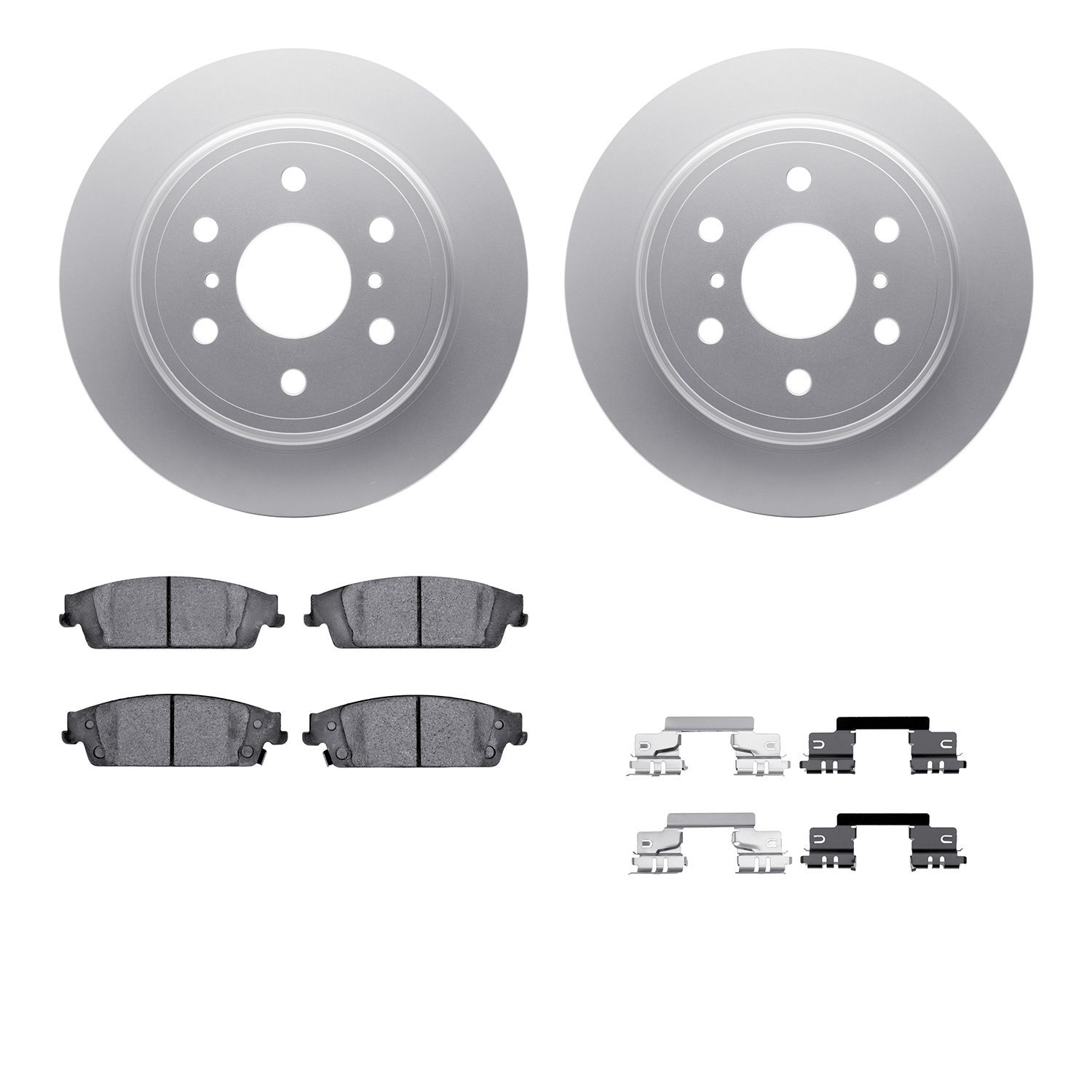 4512-48133 Geospec Brake Rotors w/5000 Advanced Brake Pads Kit & Hardware, 2015-2020 GM, Position: Rear