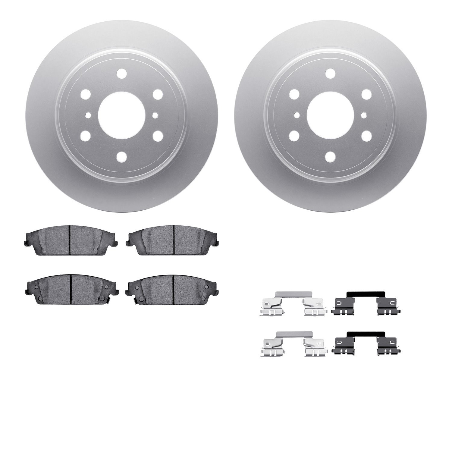 4512-48134 Geospec Brake Rotors w/5000 Advanced Brake Pads Kit & Hardware, 2014-2020 GM, Position: Rear