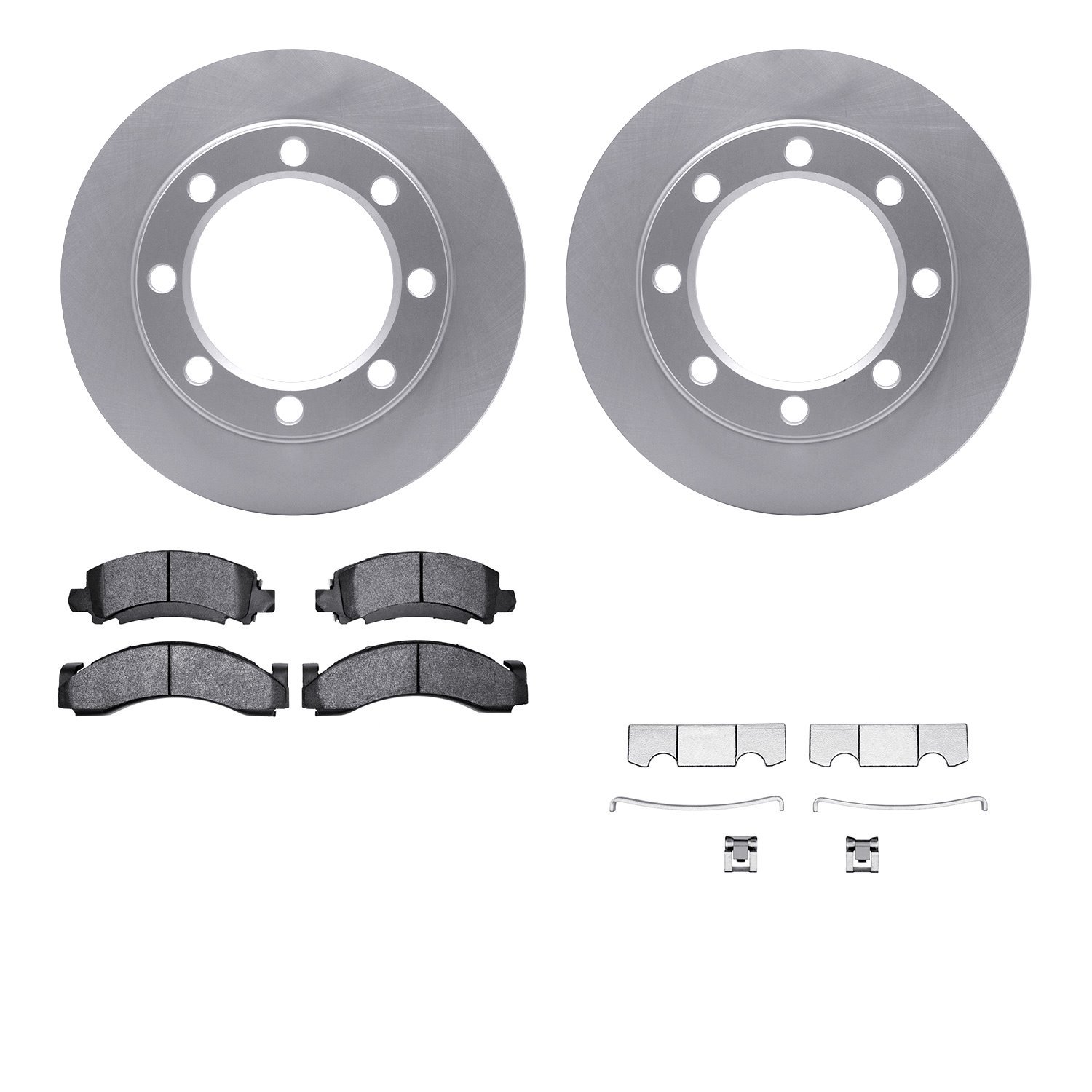 4512-48149 Geospec Brake Rotors w/5000 Advanced Brake Pads Kit & Hardware, 1971-1973 GM, Position: Front