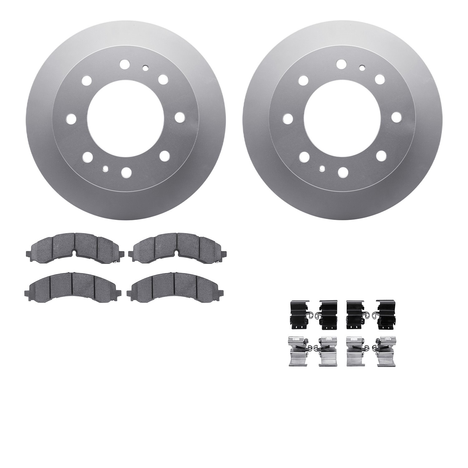 4512-48157 Geospec Brake Rotors w/5000 Advanced Brake Pads Kit & Hardware, Fits Select GM, Position: Rear