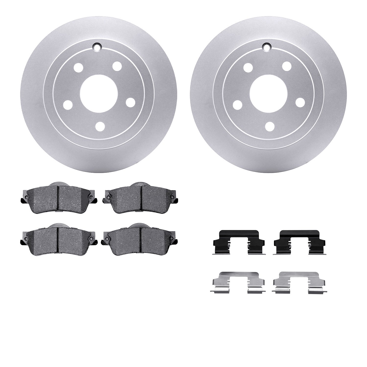 4512-52031 Geospec Brake Rotors w/5000 Advanced Brake Pads Kit & Hardware, 2008-2009 GM, Position: Rear