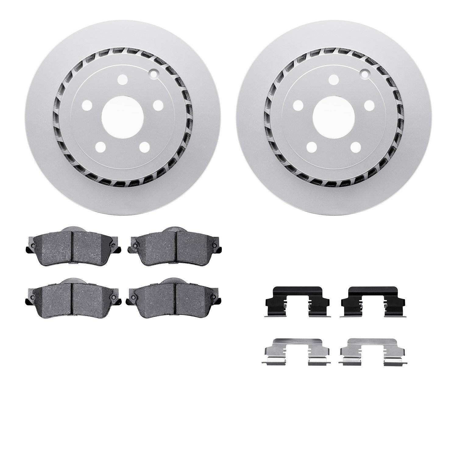 4512-52033 Geospec Brake Rotors w/5000 Advanced Brake Pads Kit & Hardware, 2008-2017 GM, Position: Rear