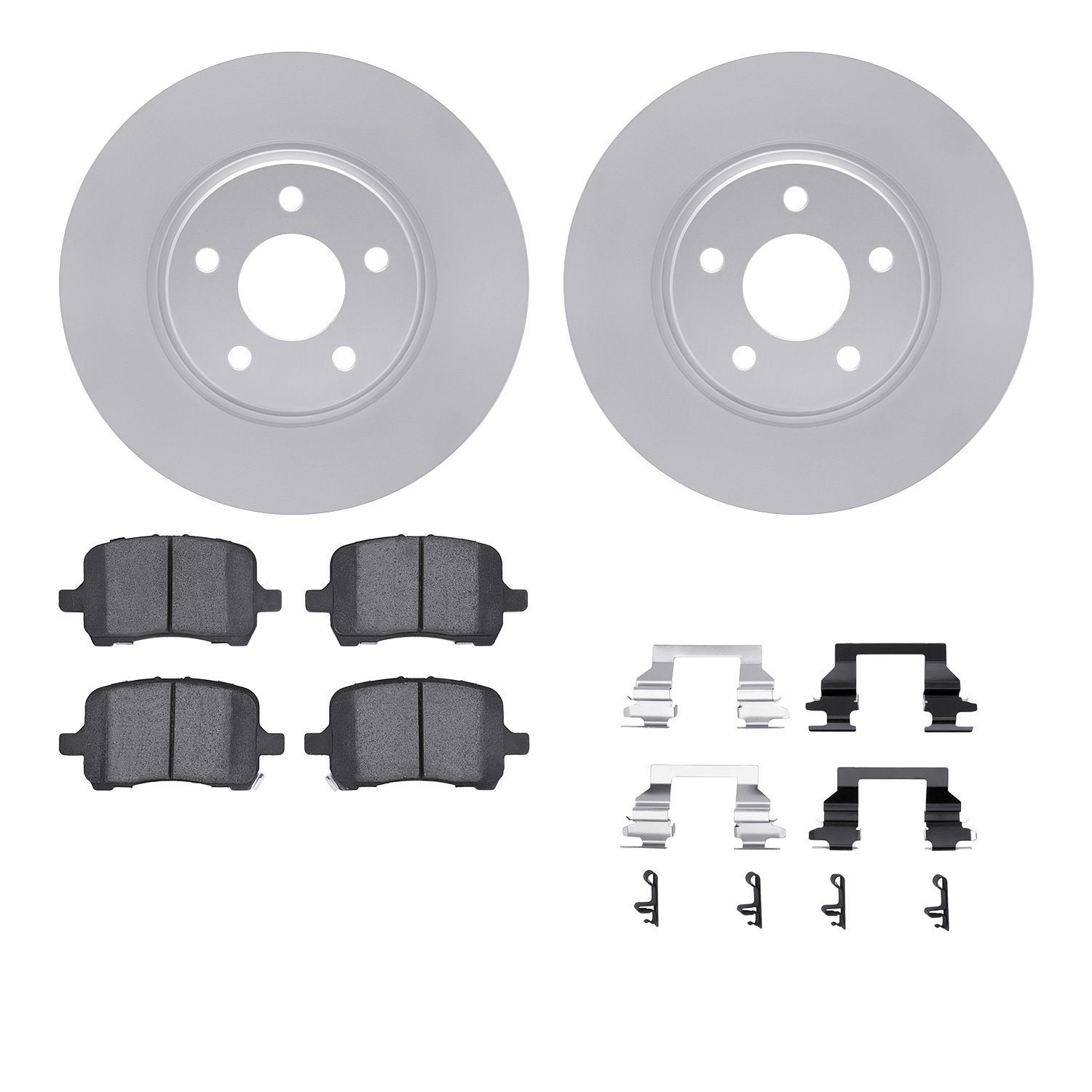 4512-53013 Geospec Brake Rotors w/5000 Advanced Brake Pads Kit & Hardware, 2004-2012 GM, Position: Front