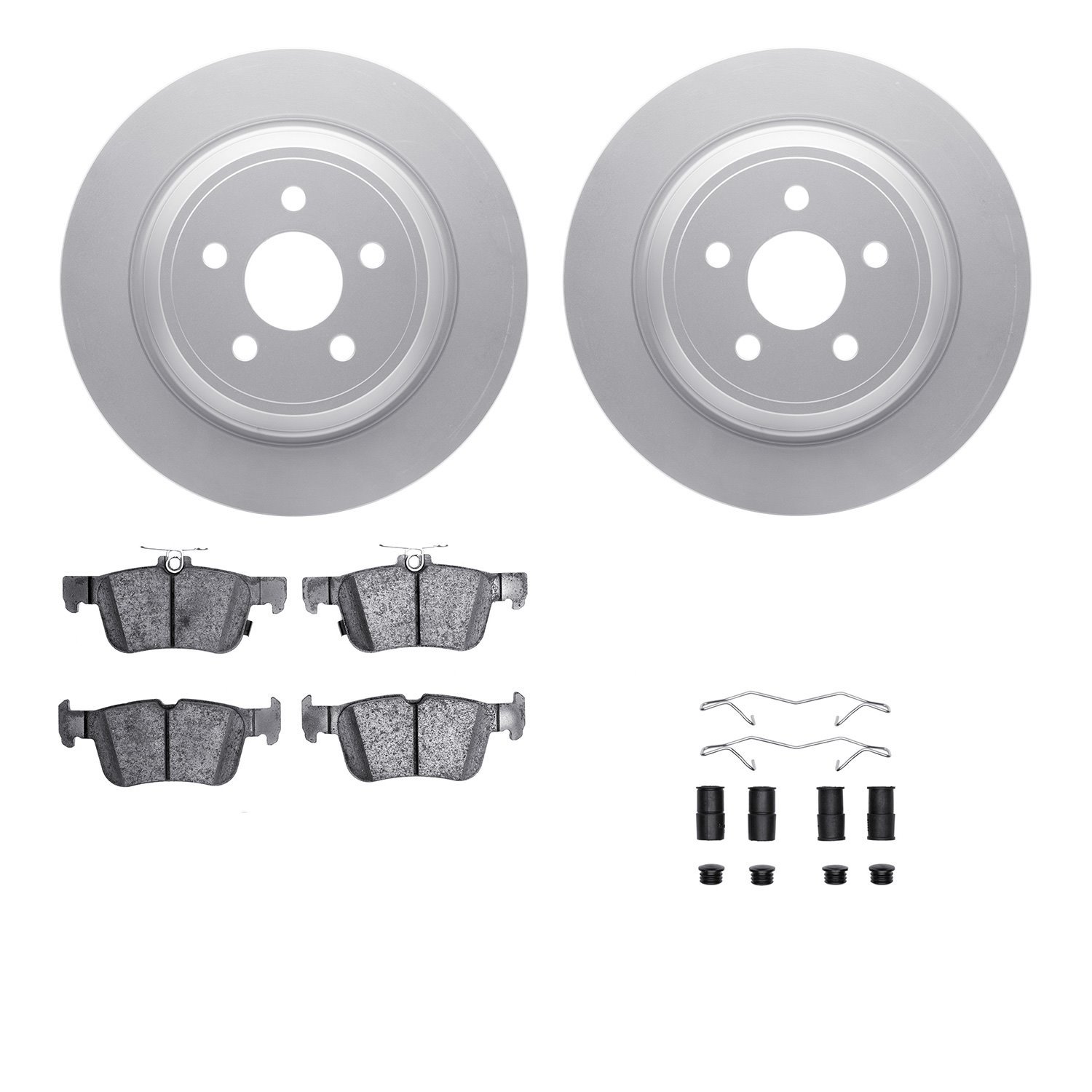 4512-55011 Geospec Brake Rotors w/5000 Advanced Brake Pads Kit & Hardware, Fits Select Ford/Lincoln/Mercury/Mazda, Position: Rea