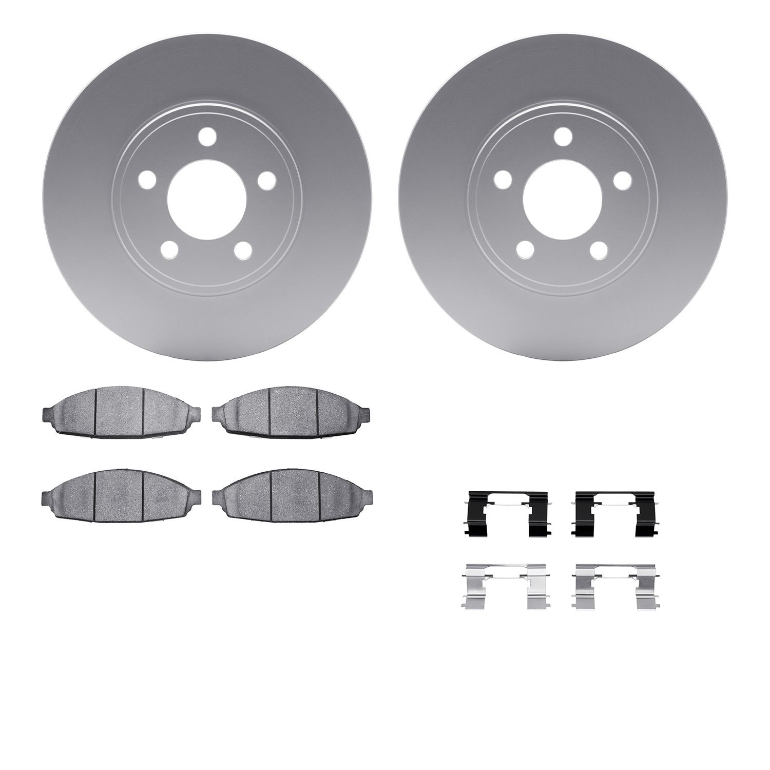 4512-56015 Geospec Brake Rotors w/5000 Advanced Brake Pads Kit & Hardware, 2003-2011 Ford/Lincoln/Mercury/Mazda, Position: Front