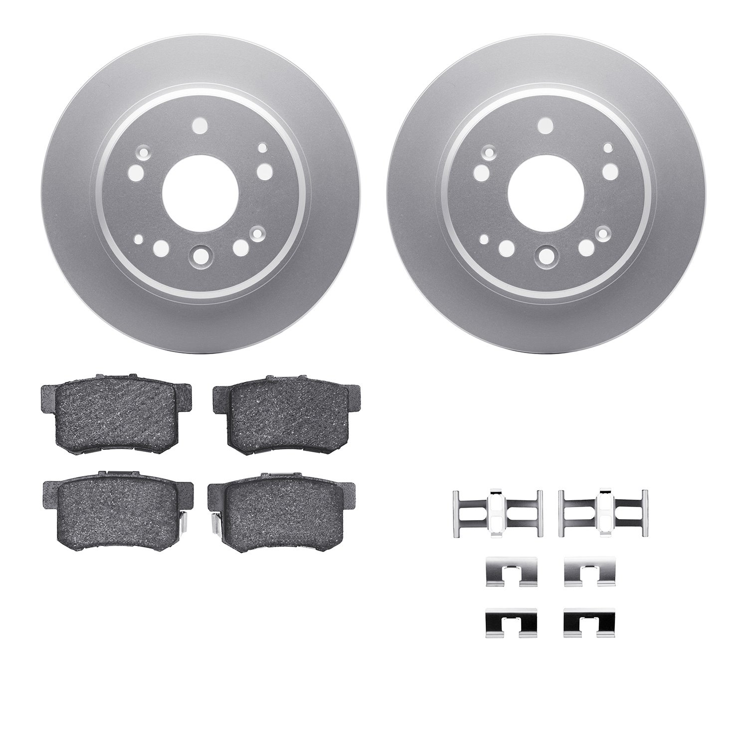 4512-58031 Geospec Brake Rotors w/5000 Advanced Brake Pads Kit & Hardware, 2003-2011 Acura/Honda, Position: Rear