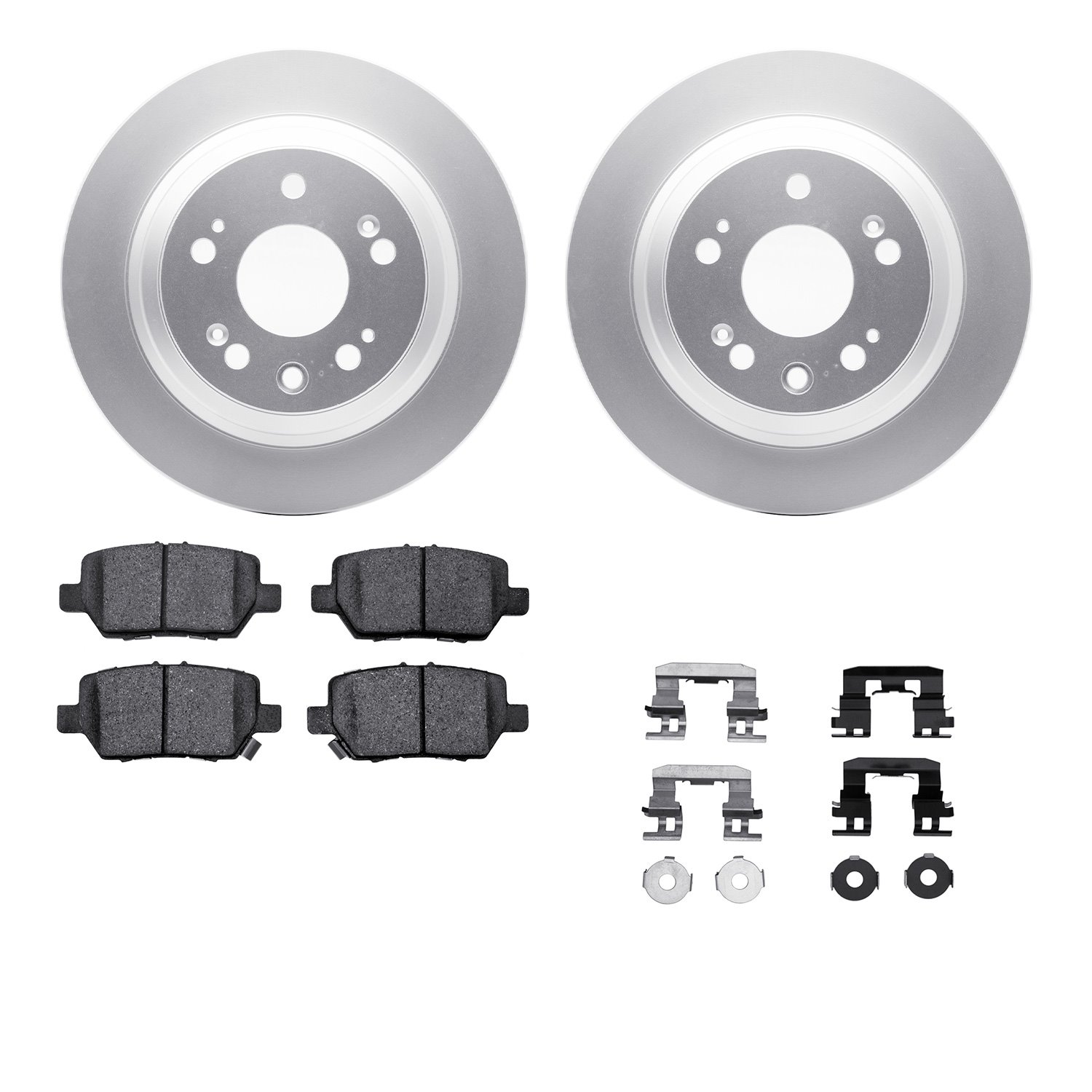 4512-58037 Geospec Brake Rotors w/5000 Advanced Brake Pads Kit & Hardware, 2005-2012 Acura/Honda, Position: Rear