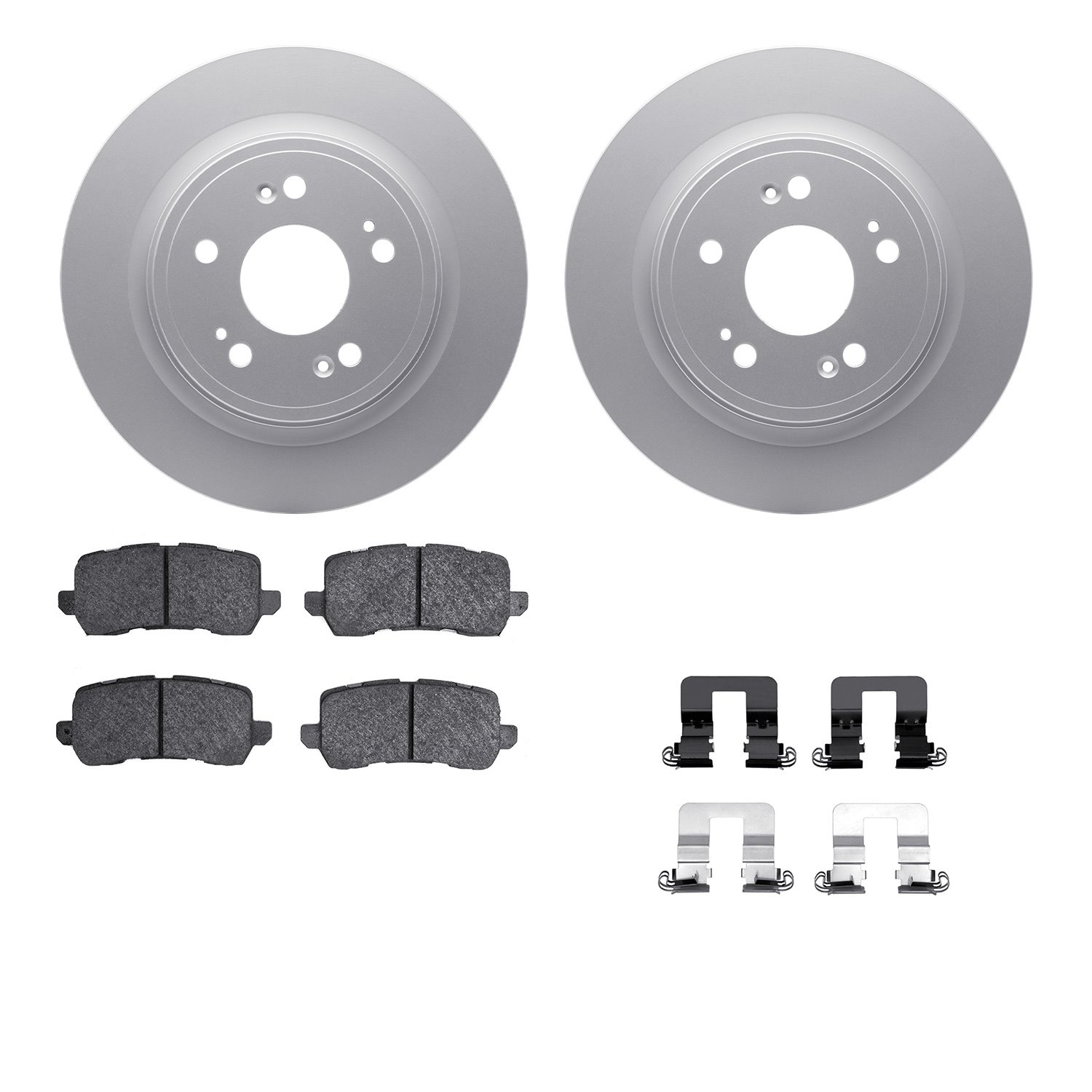 4512-58039 Geospec Brake Rotors w/5000 Advanced Brake Pads Kit & Hardware, 2014-2020 Acura/Honda, Position: Rear