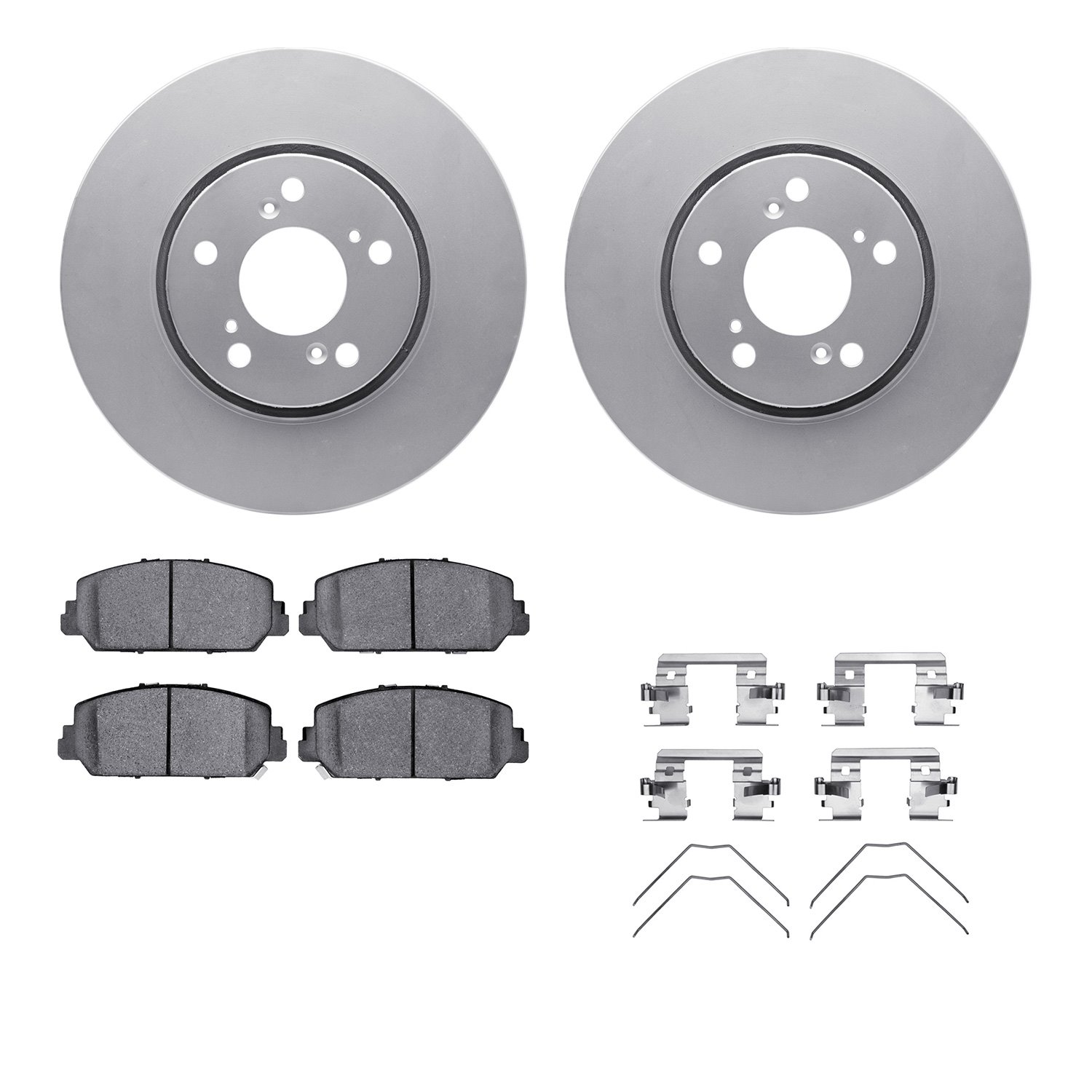 4512-58040 Geospec Brake Rotors w/5000 Advanced Brake Pads Kit & Hardware, 2014-2020 Acura/Honda, Position: Front
