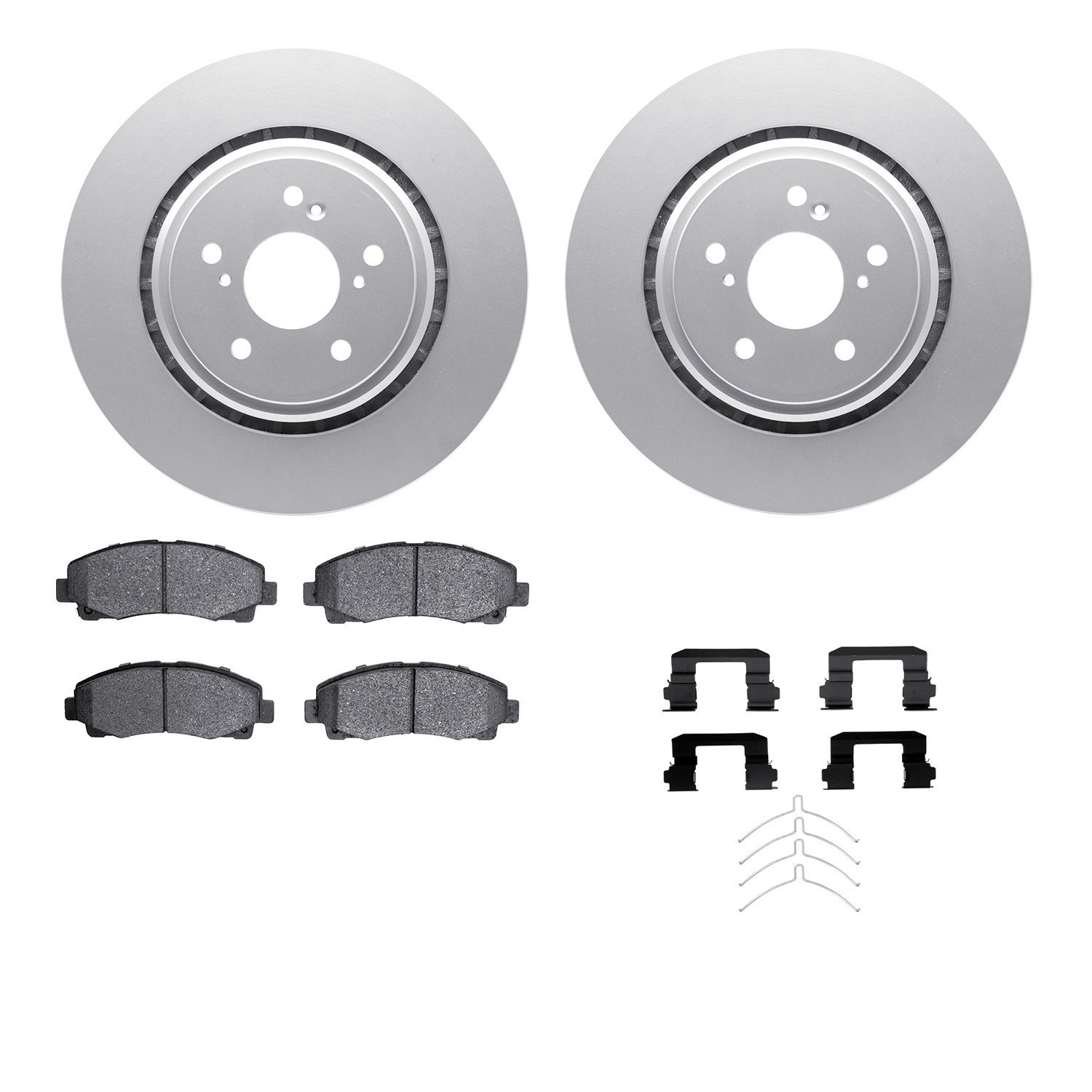 4512-58041 Geospec Brake Rotors w/5000 Advanced Brake Pads Kit & Hardware, 2015-2020 Acura/Honda, Position: Front
