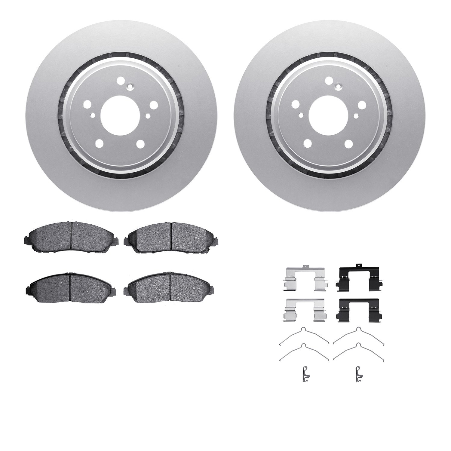 4512-58042 Geospec Brake Rotors w/5000 Advanced Brake Pads Kit & Hardware, 2014-2016 Acura/Honda, Position: Front