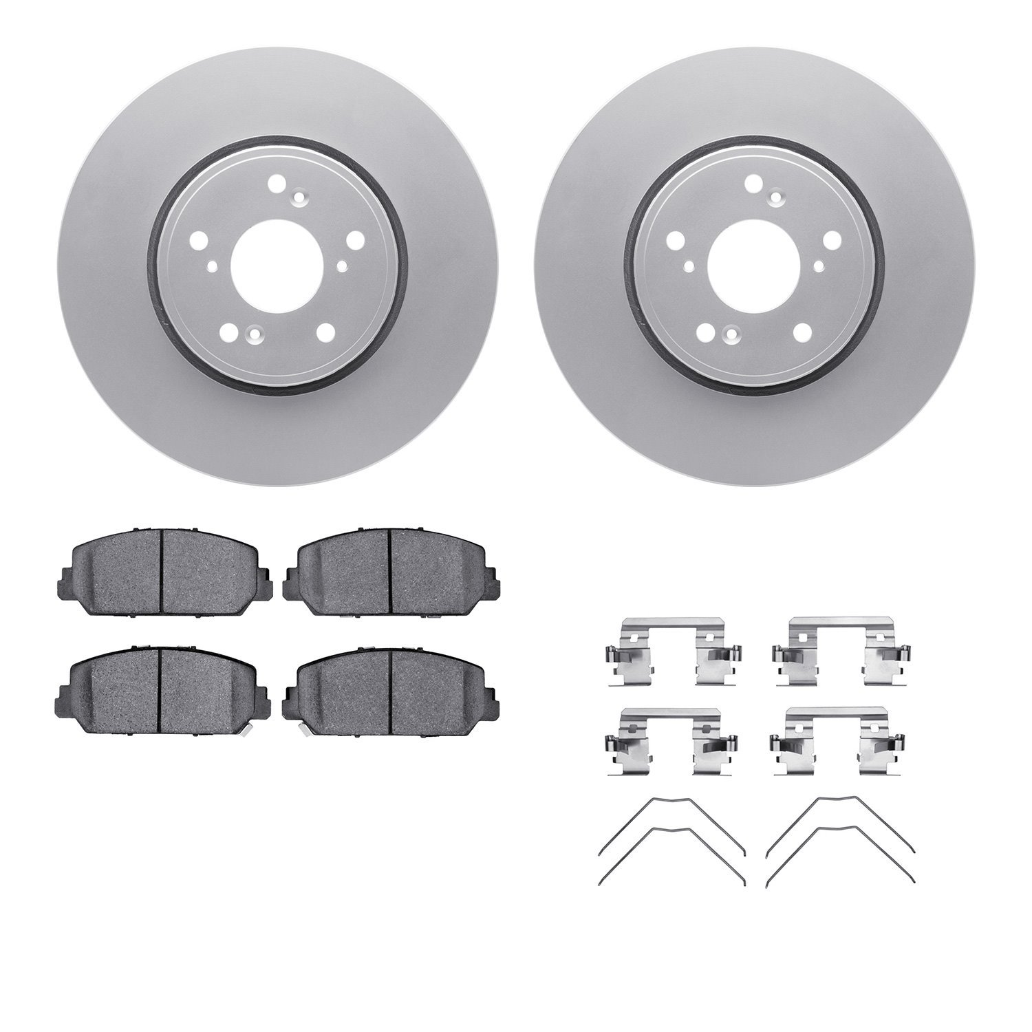 4512-58044 Geospec Brake Rotors w/5000 Advanced Brake Pads Kit & Hardware, 2013-2018 Acura/Honda, Position: Front