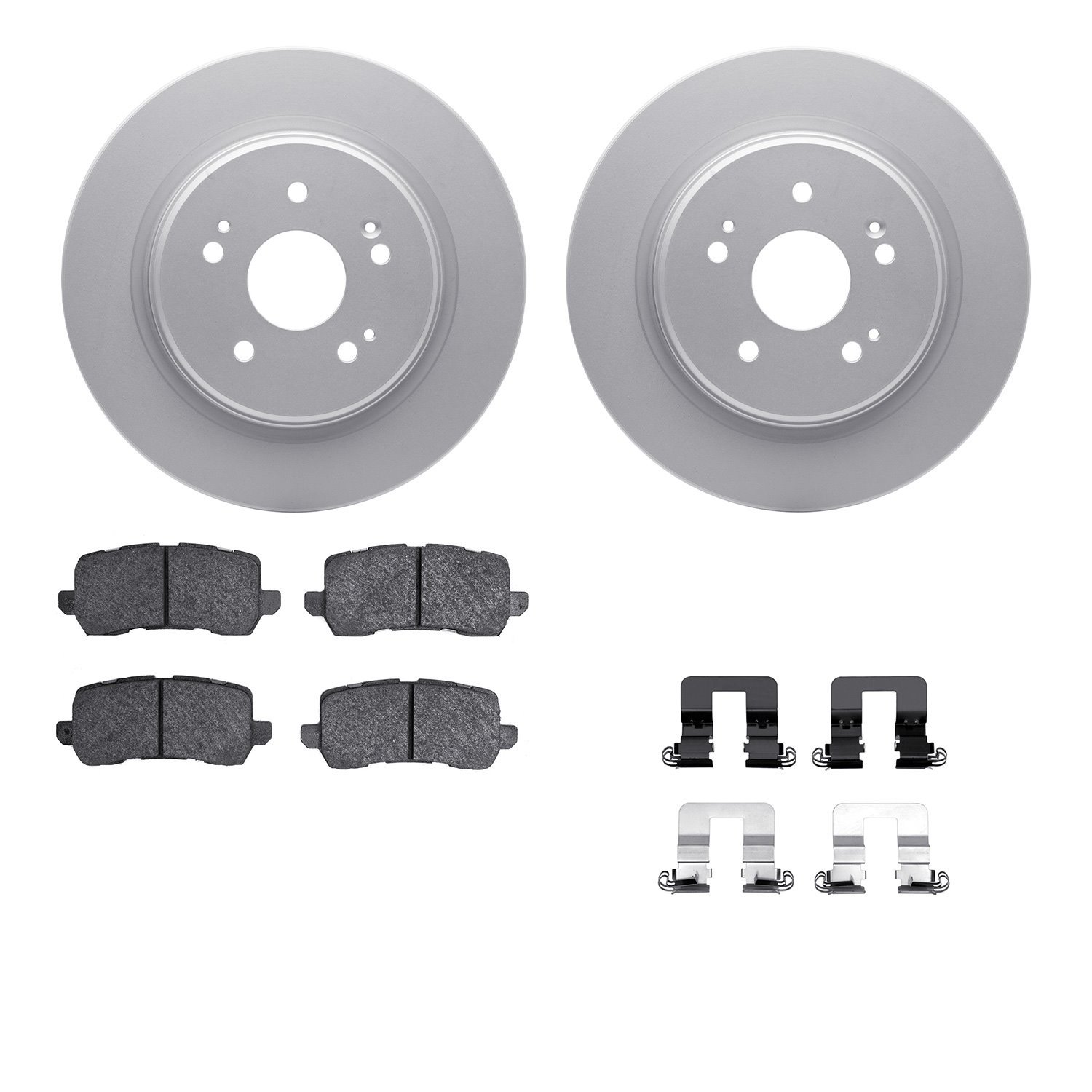 4512-58046 Geospec Brake Rotors w/5000 Advanced Brake Pads Kit & Hardware, 2015-2020 Acura/Honda, Position: Rear