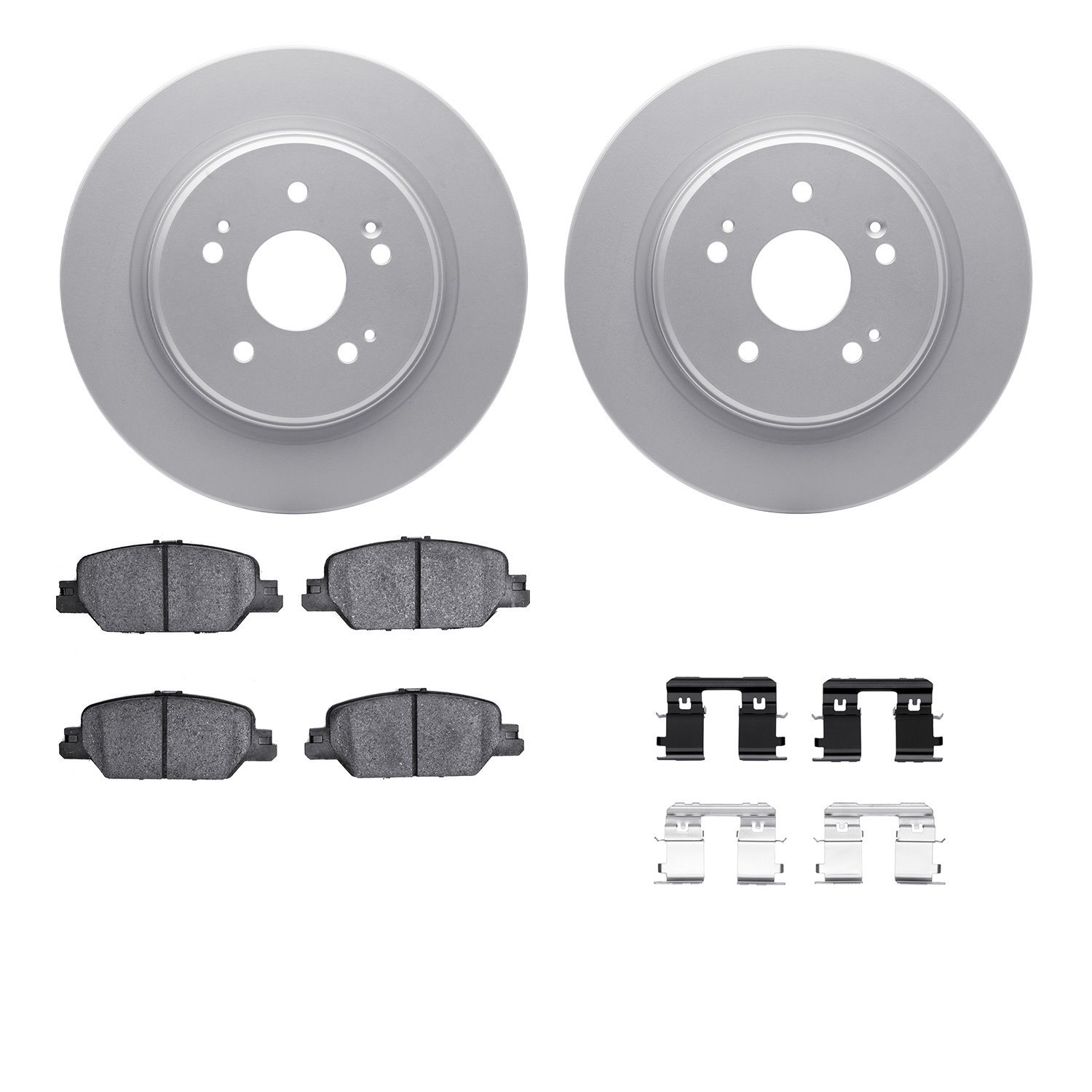4512-58047 Geospec Brake Rotors w/5000 Advanced Brake Pads Kit & Hardware, Fits Select Acura/Honda, Position: Rear