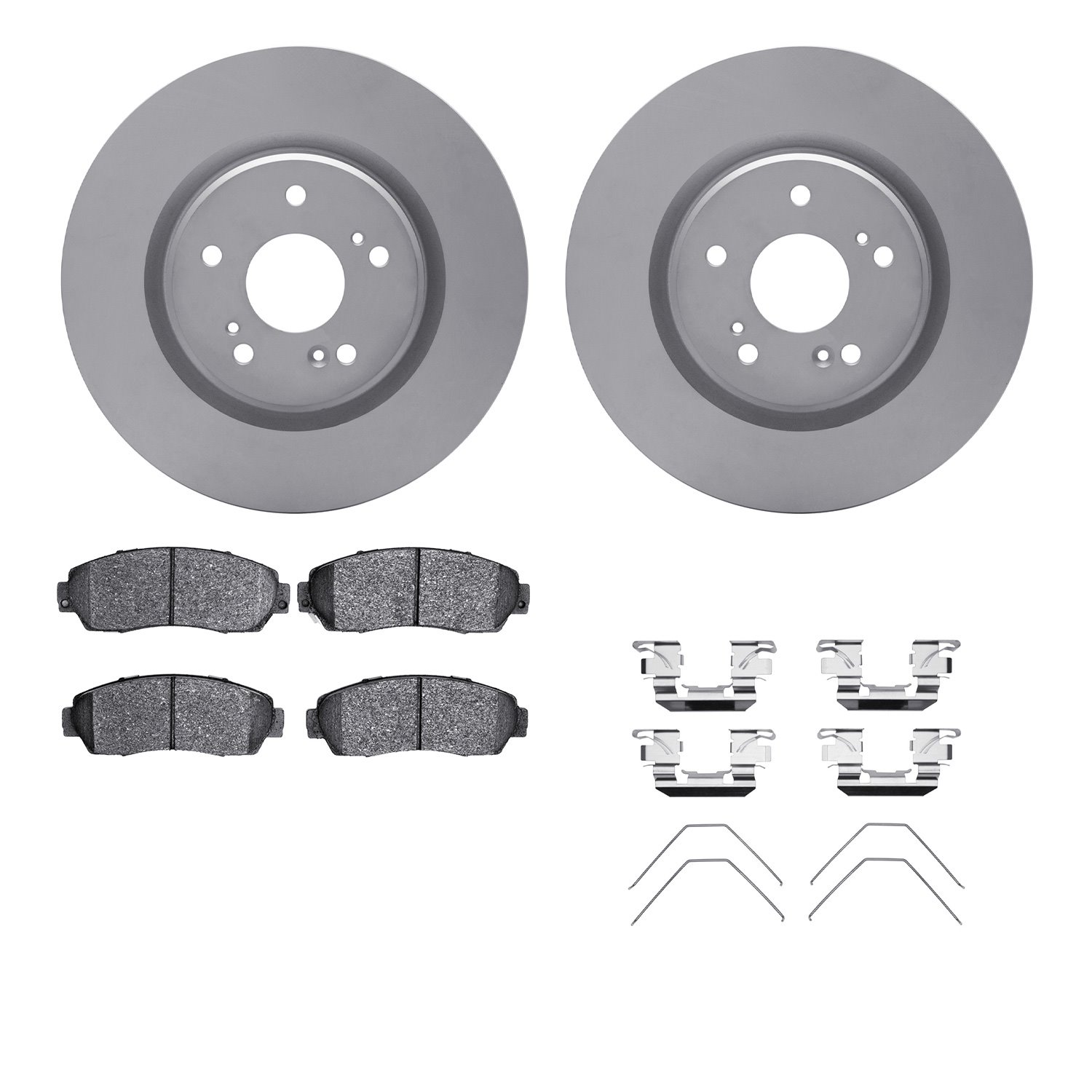4512-58051 Geospec Brake Rotors w/5000 Advanced Brake Pads Kit & Hardware, Fits Select Acura/Honda, Position: Front