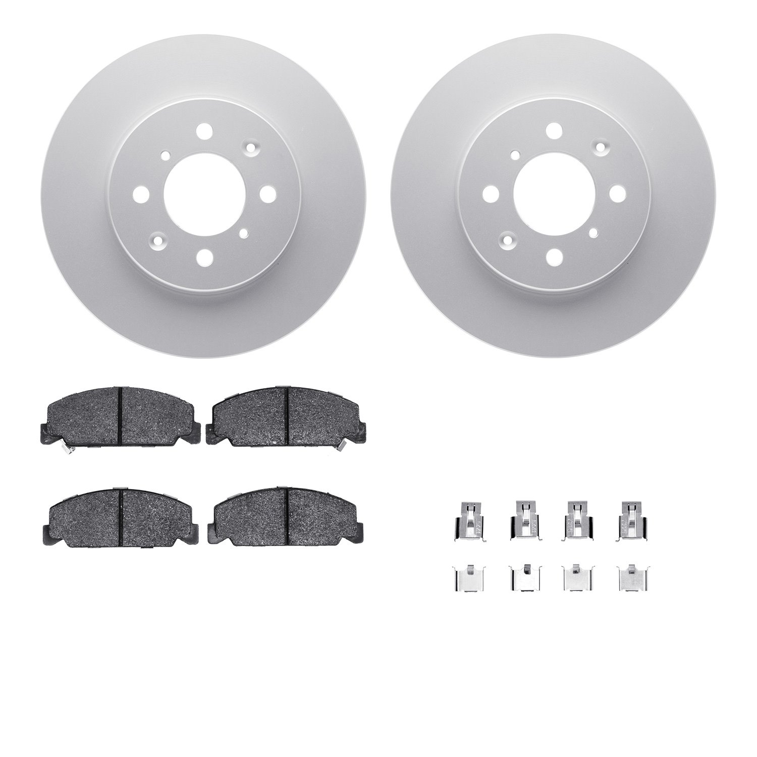 4512-59101 Geospec Brake Rotors w/5000 Advanced Brake Pads Kit & Hardware, 1994-1995 Acura/Honda, Position: Front