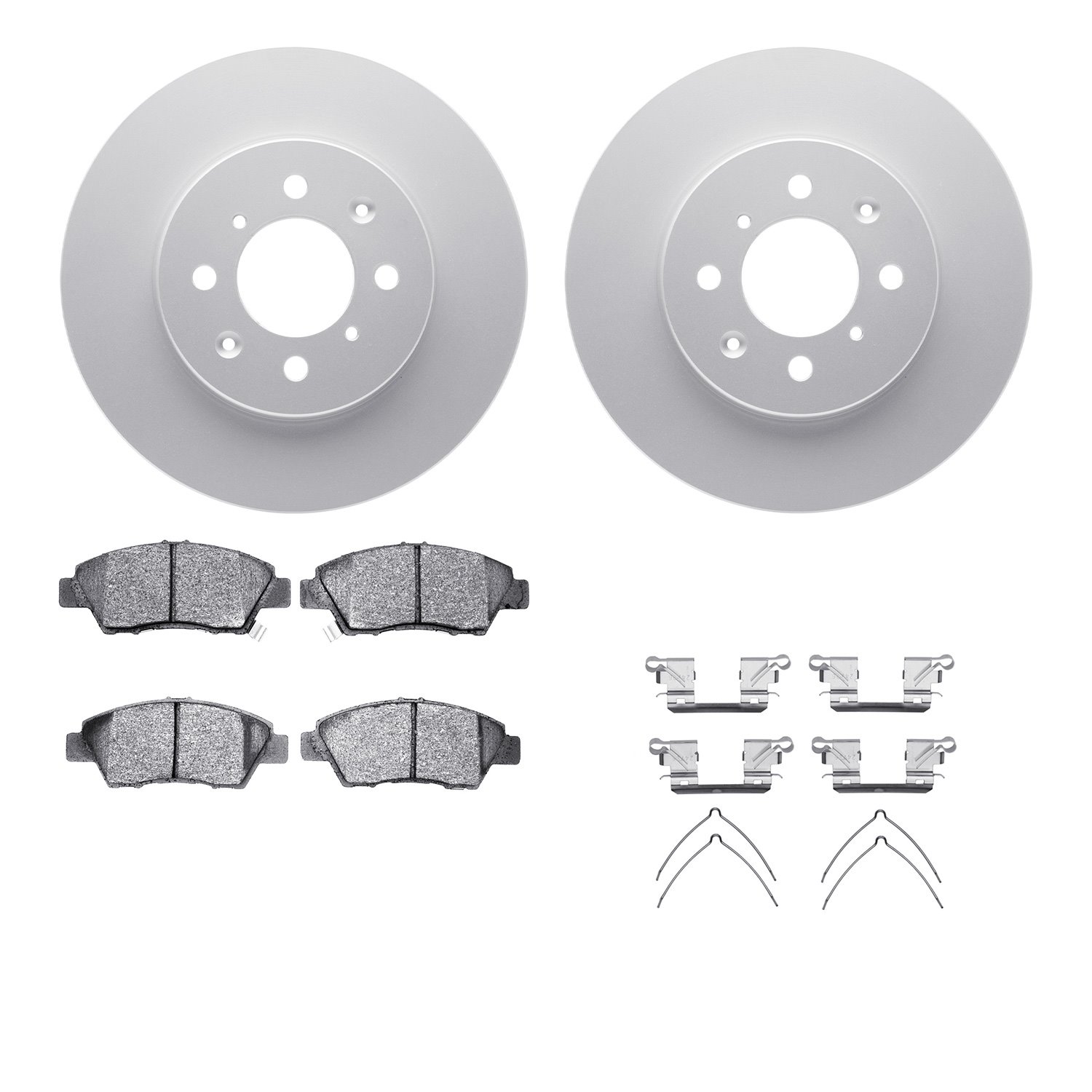 4512-59107 Geospec Brake Rotors w/5000 Advanced Brake Pads Kit & Hardware, 2009-2014 Acura/Honda, Position: Front