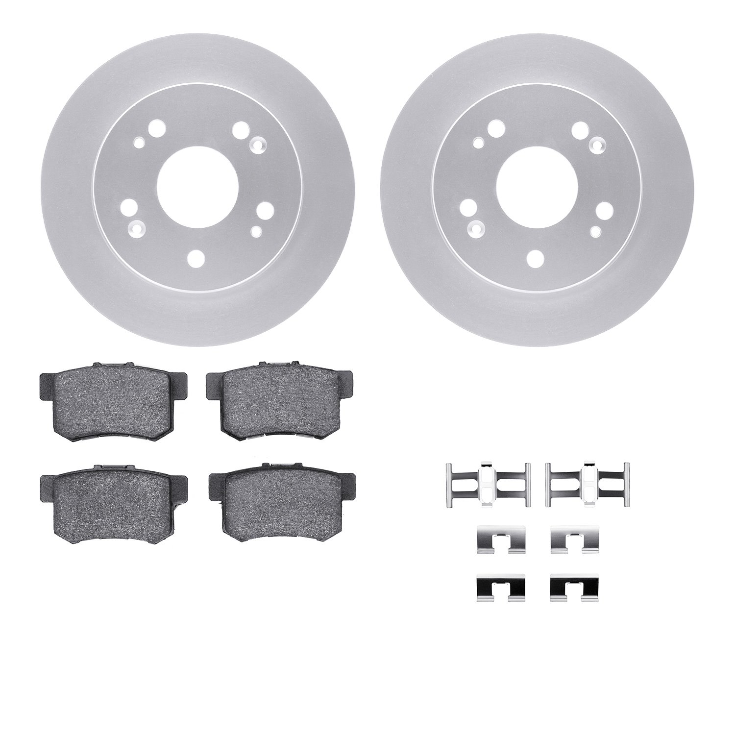 4512-59117 Geospec Brake Rotors w/5000 Advanced Brake Pads Kit & Hardware, 1997-2015 Acura/Honda, Position: Rear