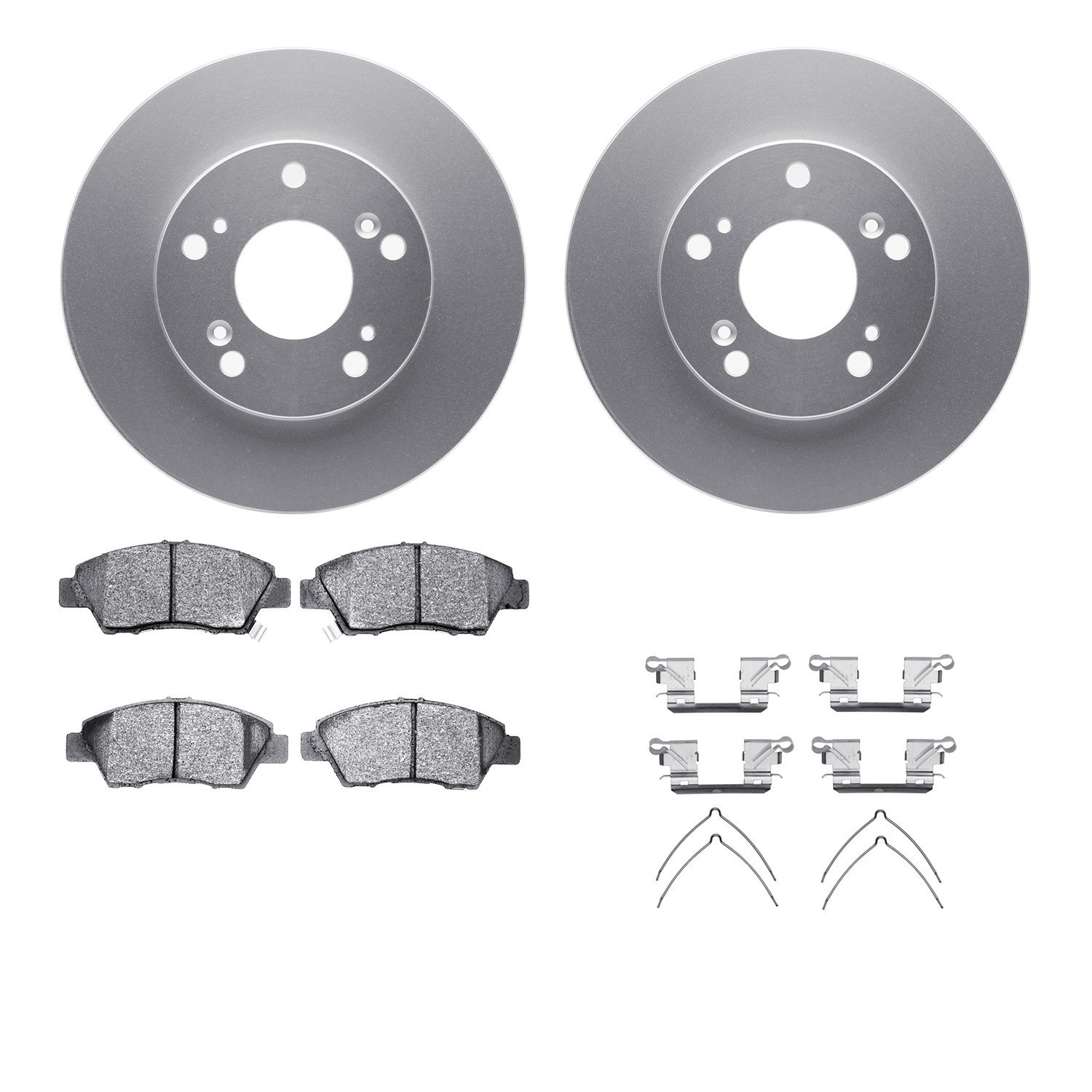 4512-59127 Geospec Brake Rotors w/5000 Advanced Brake Pads Kit & Hardware, 2011-2015 Acura/Honda, Position: Front
