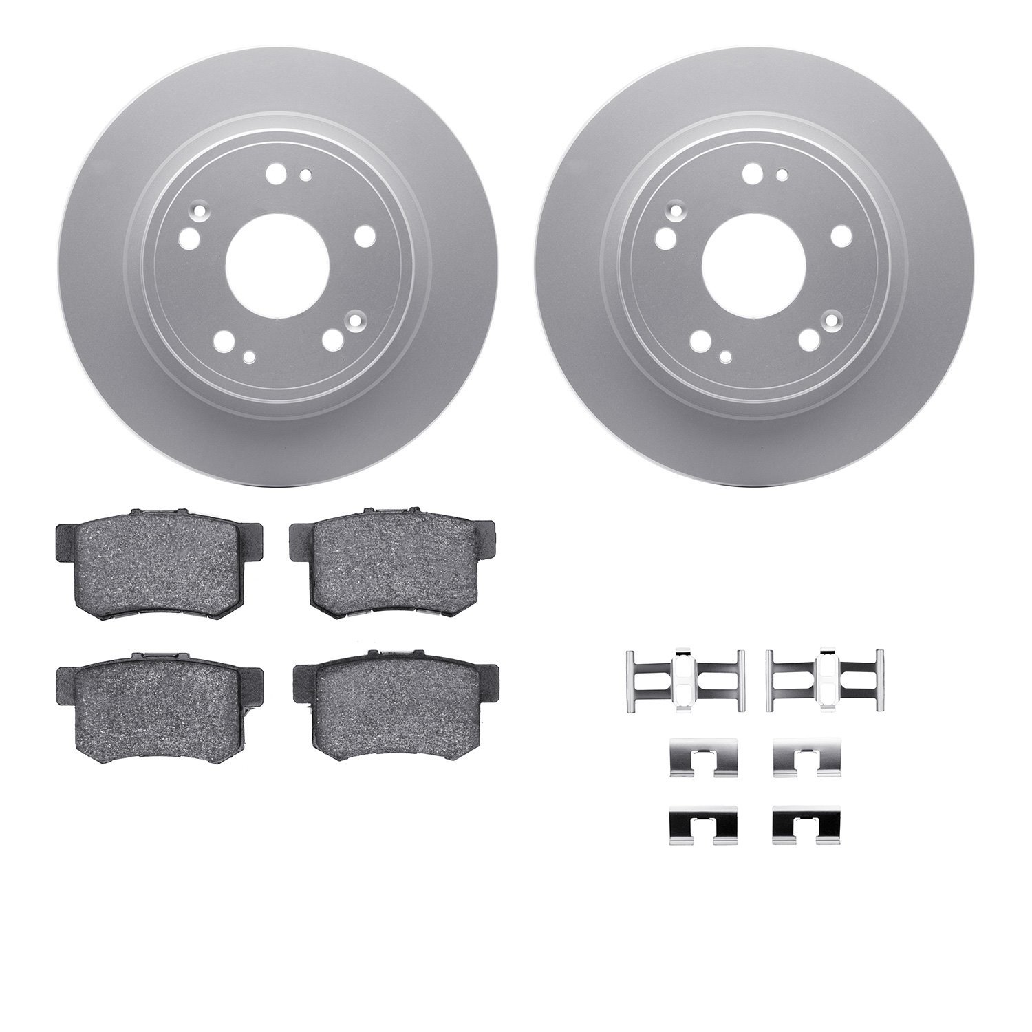 4512-59130 Geospec Brake Rotors w/5000 Advanced Brake Pads Kit & Hardware, Fits Select Acura/Honda, Position: Rear