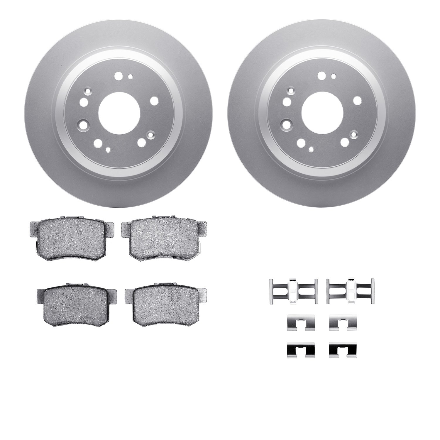4512-59132 Geospec Brake Rotors w/5000 Advanced Brake Pads Kit & Hardware, 2010-2015 Acura/Honda, Position: Rear