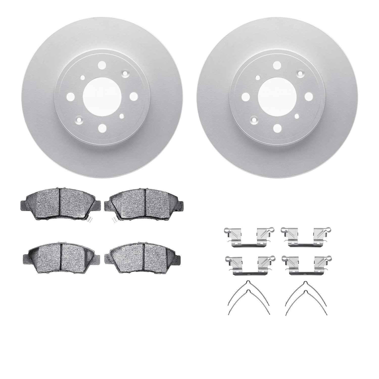 4512-59141 Geospec Brake Rotors w/5000 Advanced Brake Pads Kit & Hardware, 2015-2020 Acura/Honda, Position: Front