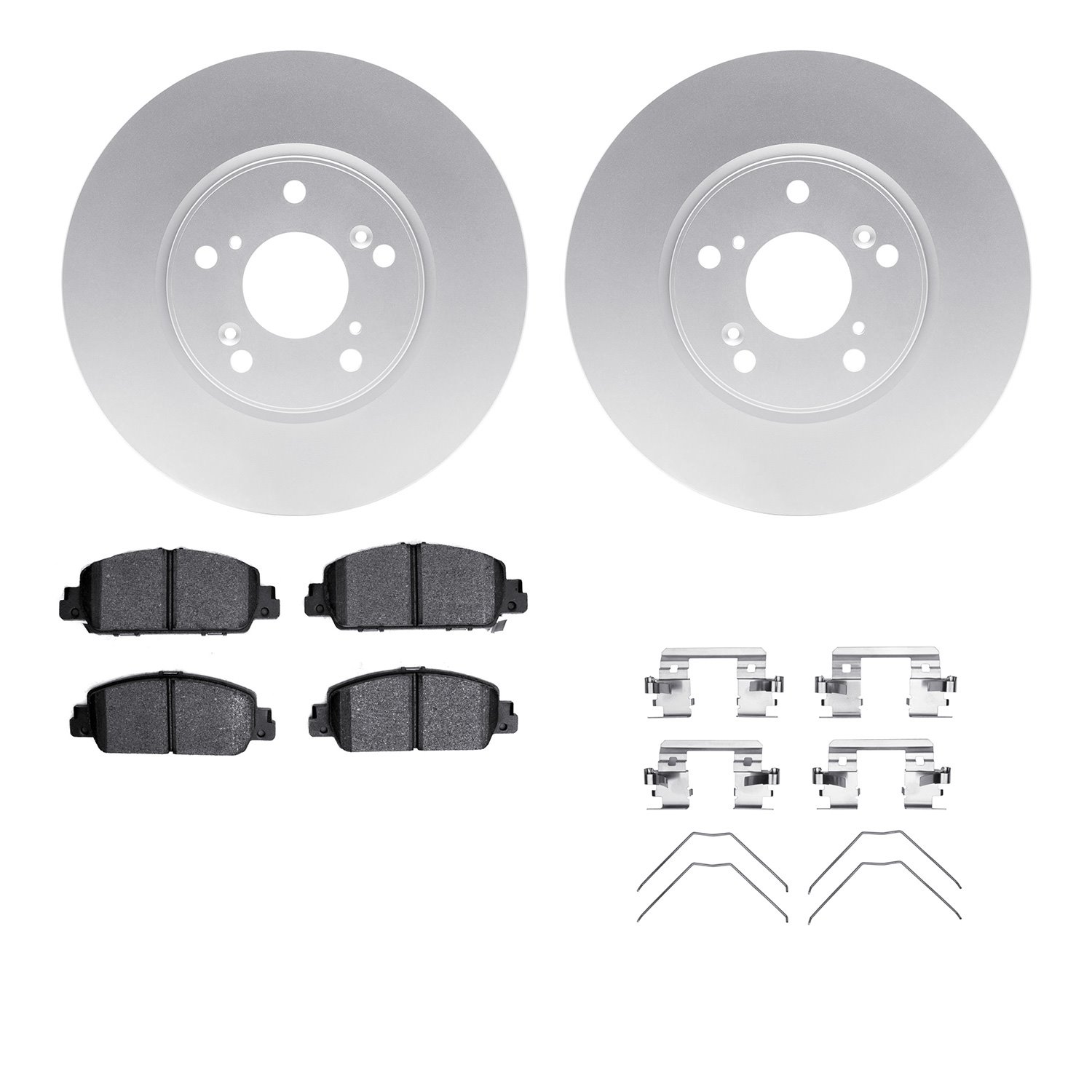 4512-59142 Geospec Brake Rotors w/5000 Advanced Brake Pads Kit & Hardware, 2014-2017 Acura/Honda, Position: Front