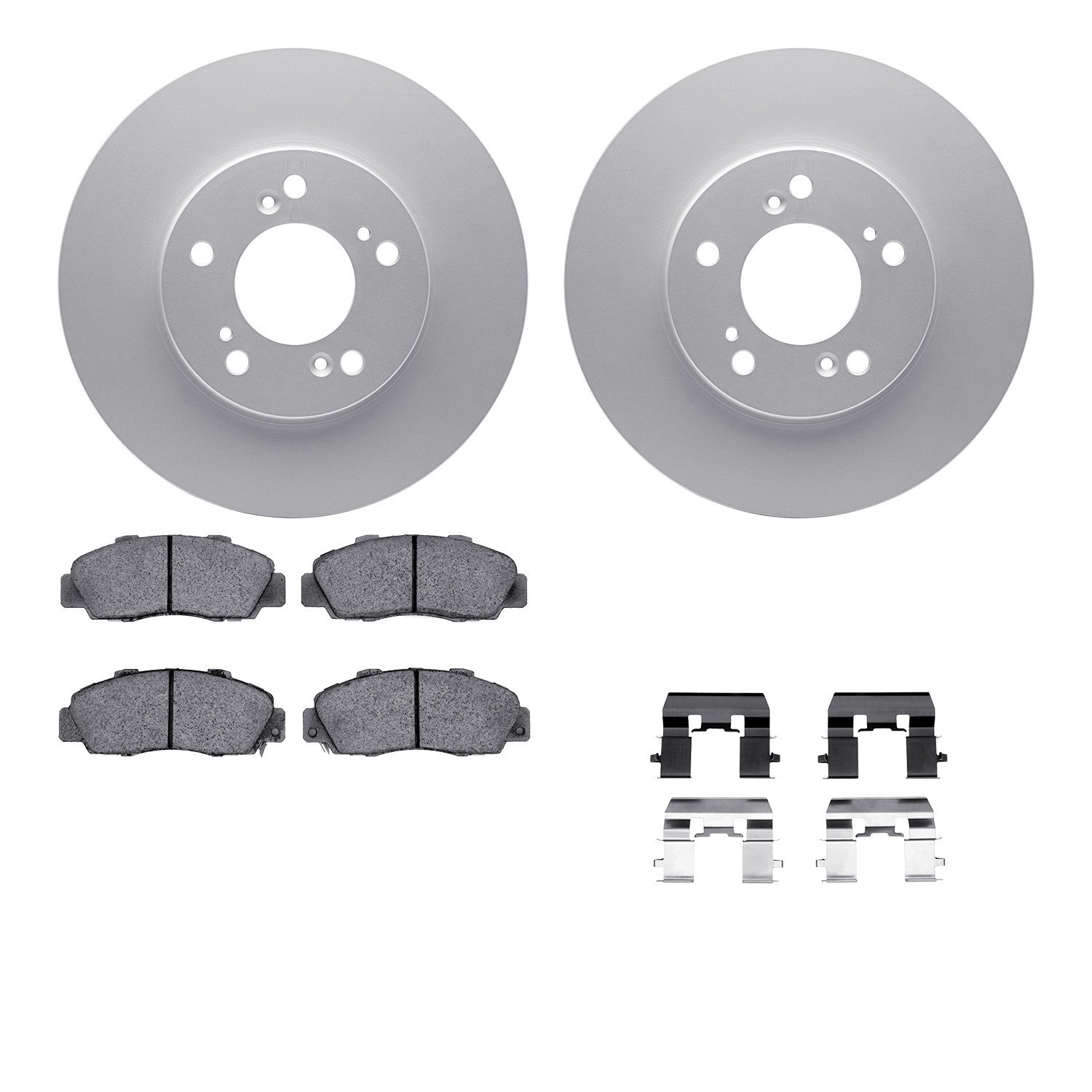 4512-59144 Geospec Brake Rotors w/5000 Advanced Brake Pads Kit & Hardware, 1991-1999 Multiple Makes/Models, Position: Front