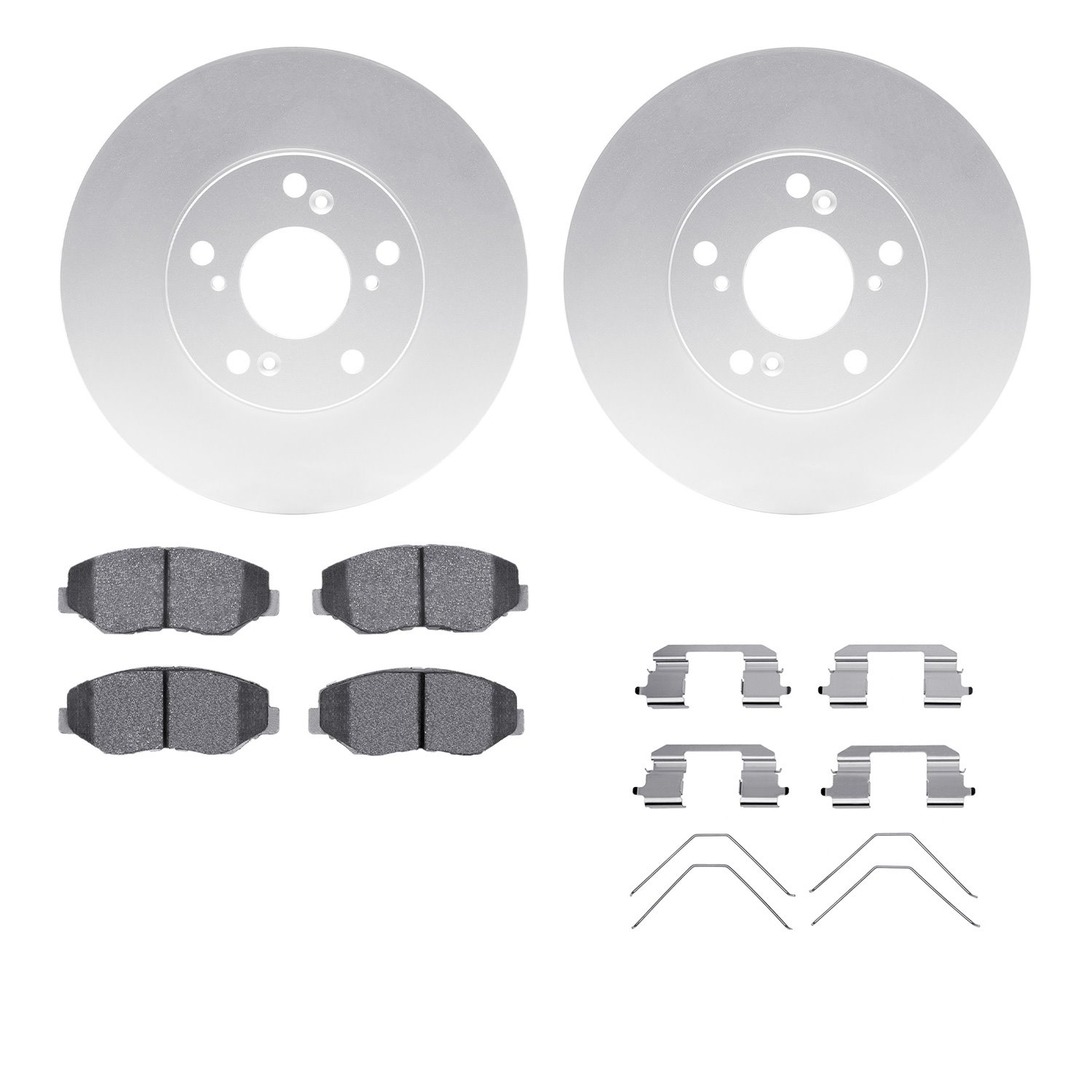 4512-59151 Geospec Brake Rotors w/5000 Advanced Brake Pads Kit & Hardware, 2002-2015 Acura/Honda, Position: Front