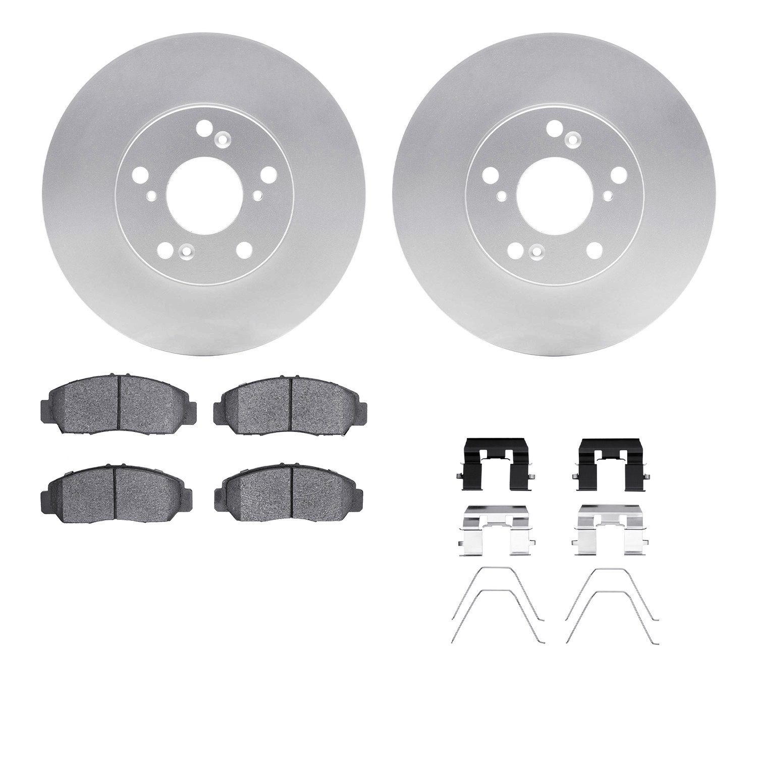 4512-59152 Geospec Brake Rotors w/5000 Advanced Brake Pads Kit & Hardware, 2003-2021 Acura/Honda, Position: Front