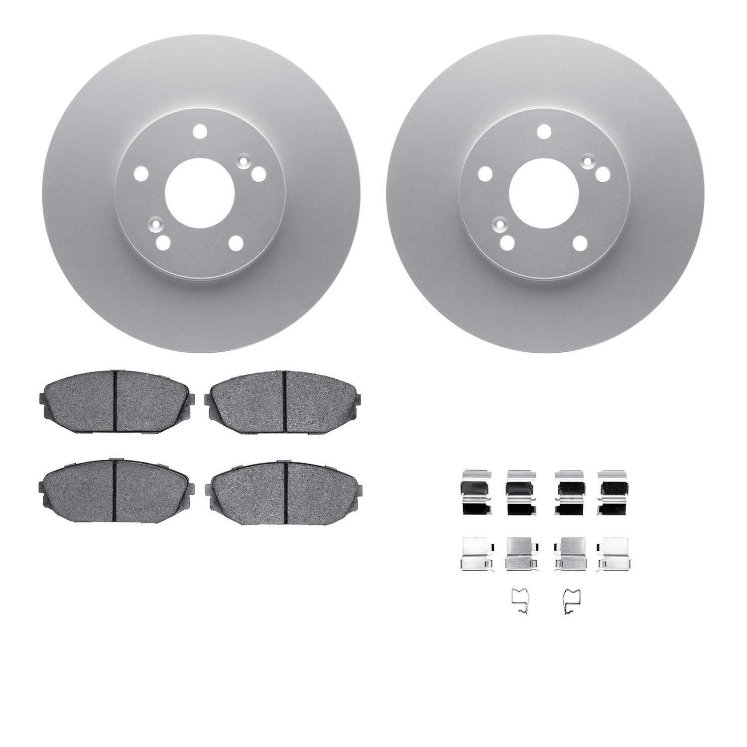 4512-59154 Geospec Brake Rotors w/5000 Advanced Brake Pads Kit & Hardware, 1999-2004 Acura/Honda, Position: Front