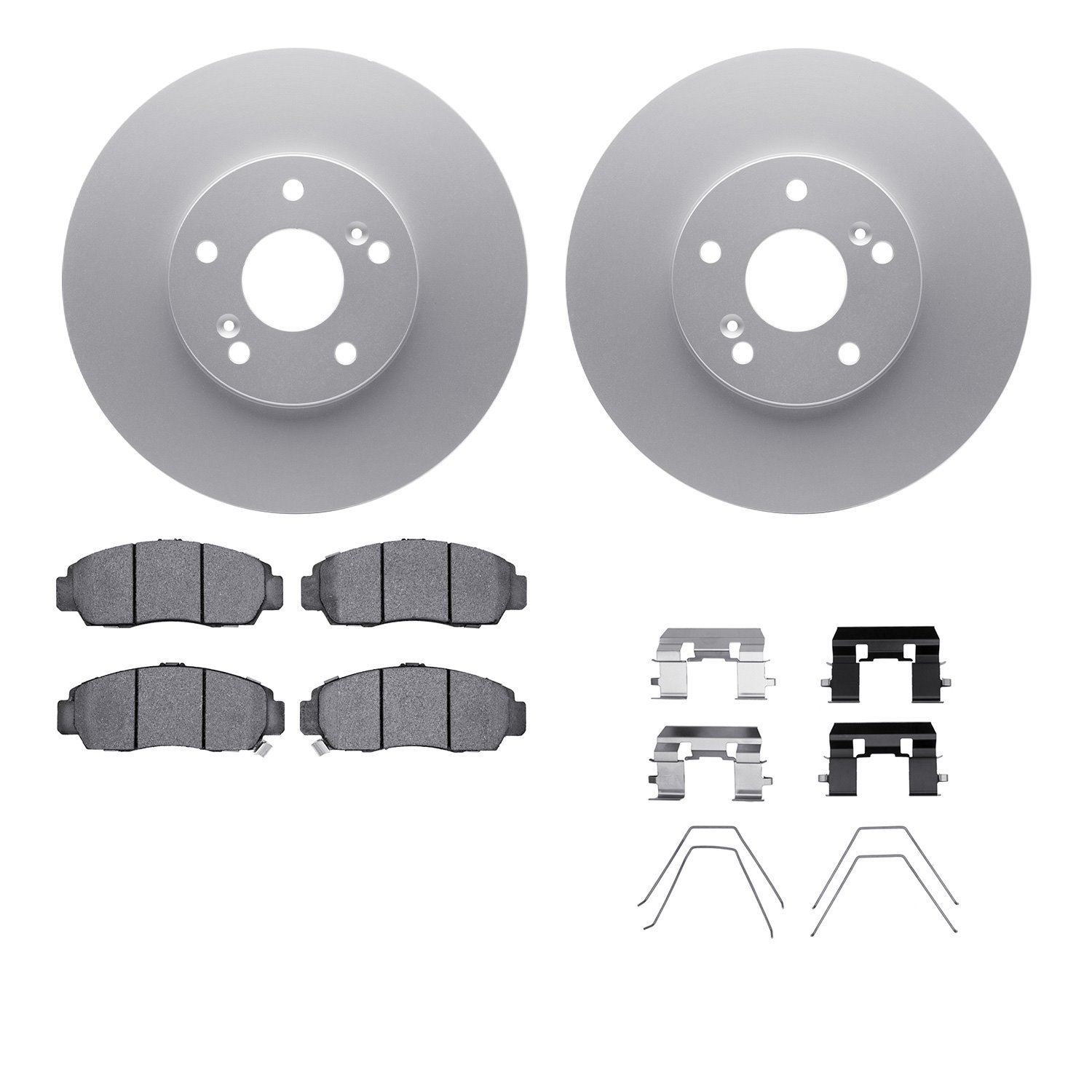 4512-59157 Geospec Brake Rotors w/5000 Advanced Brake Pads Kit & Hardware, 1999-2014 Acura/Honda, Position: Front