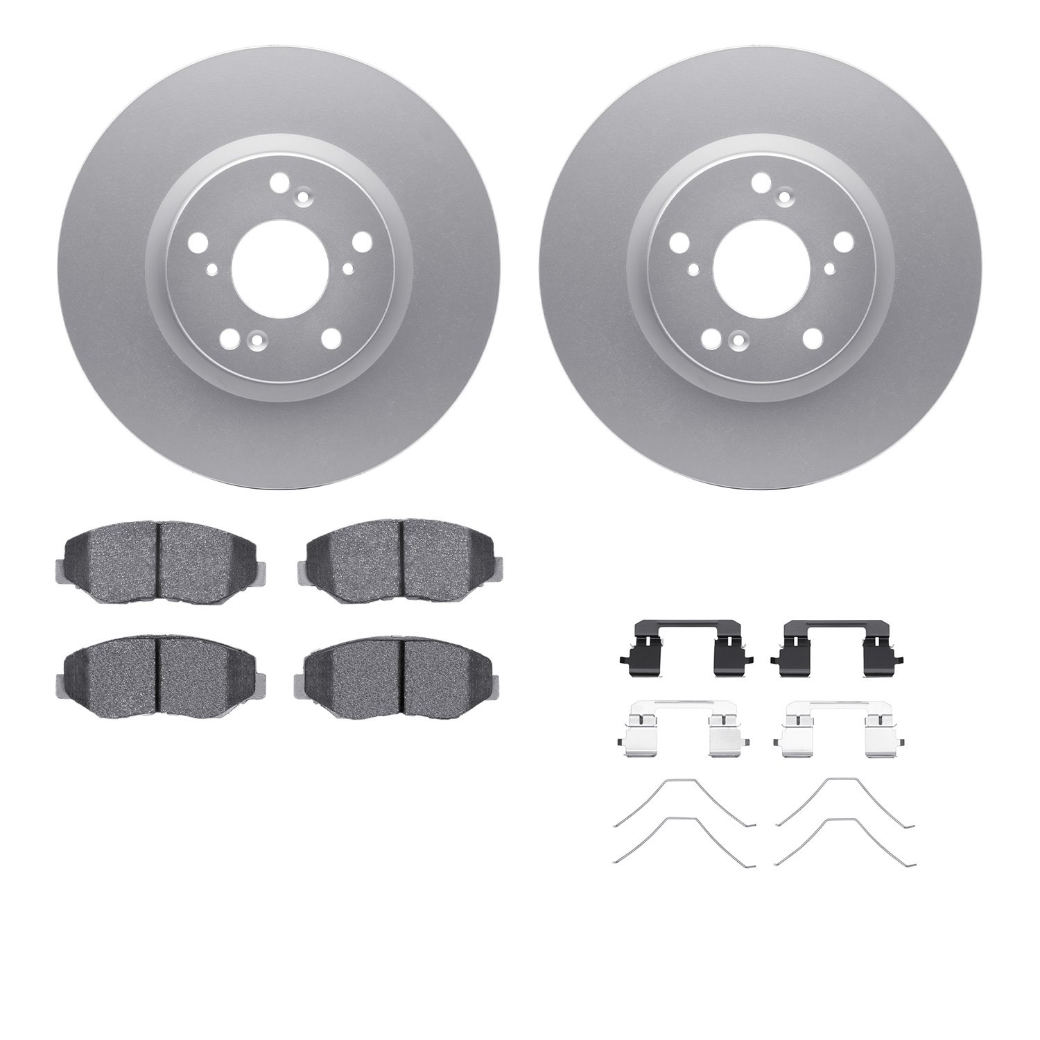 4512-59162 Geospec Brake Rotors w/5000 Advanced Brake Pads Kit & Hardware, 2005-2015 Acura/Honda, Position: Front
