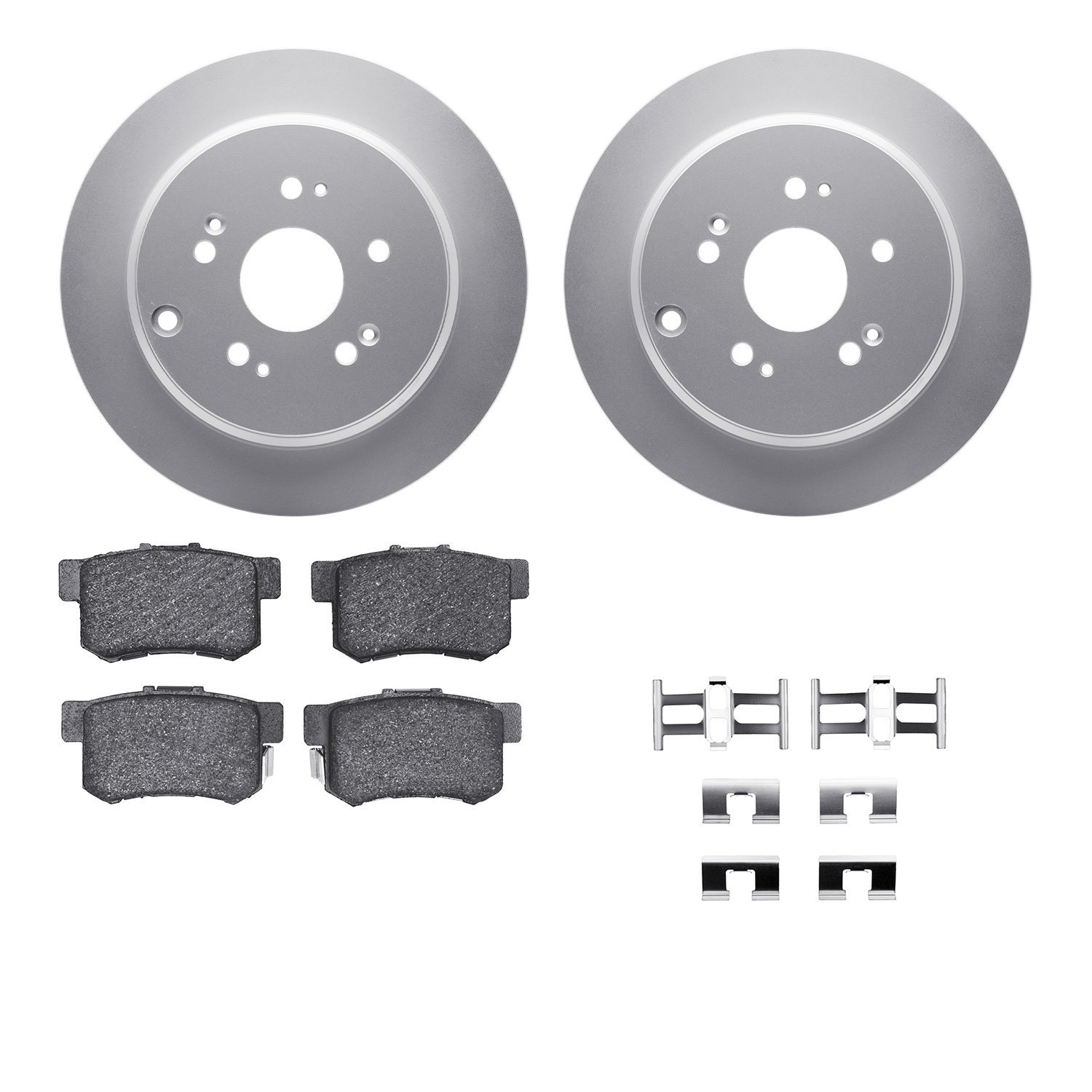 4512-59167 Geospec Brake Rotors w/5000 Advanced Brake Pads Kit & Hardware, 2007-2012 Acura/Honda, Position: Rear