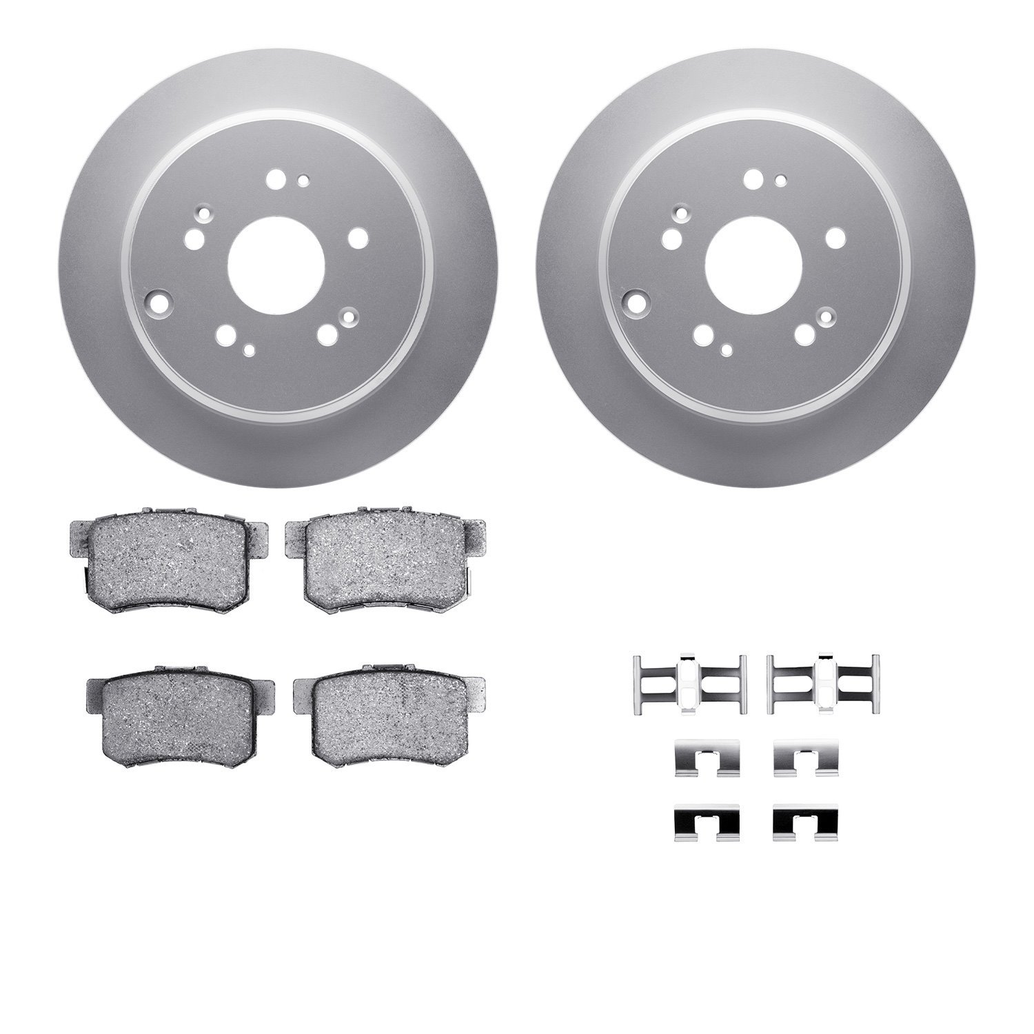 4512-59168 Geospec Brake Rotors w/5000 Advanced Brake Pads Kit & Hardware, 2005-2018 Acura/Honda, Position: Rear