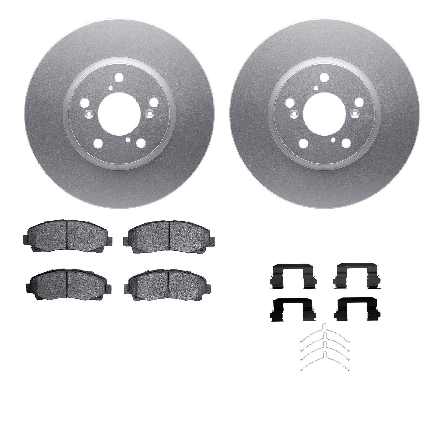 4512-59171 Geospec Brake Rotors w/5000 Advanced Brake Pads Kit & Hardware, 2006-2014 Acura/Honda, Position: Front