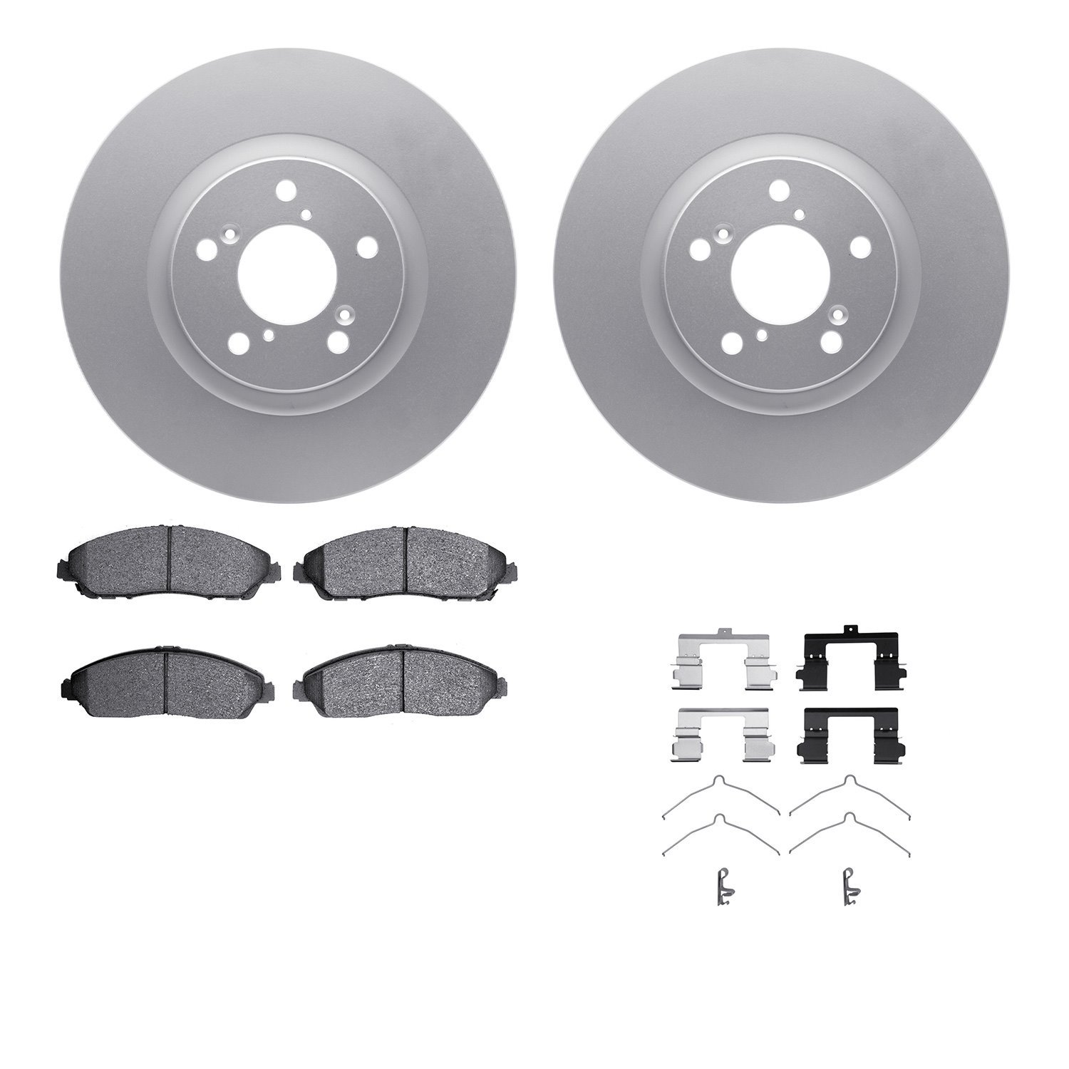 4512-59173 Geospec Brake Rotors w/5000 Advanced Brake Pads Kit & Hardware, 2007-2015 Acura/Honda, Position: Front