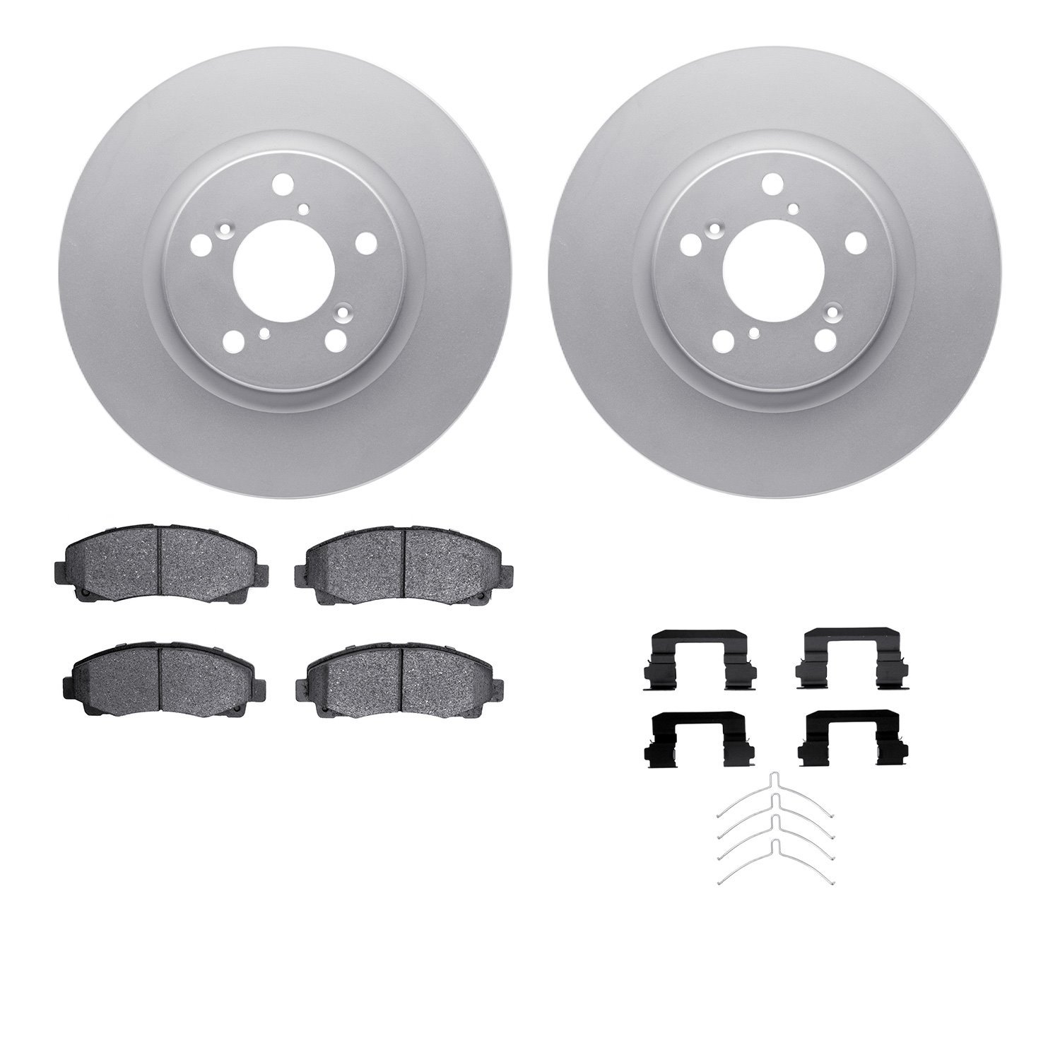 4512-59178 Geospec Brake Rotors w/5000 Advanced Brake Pads Kit & Hardware, 2009-2014 Acura/Honda, Position: Front