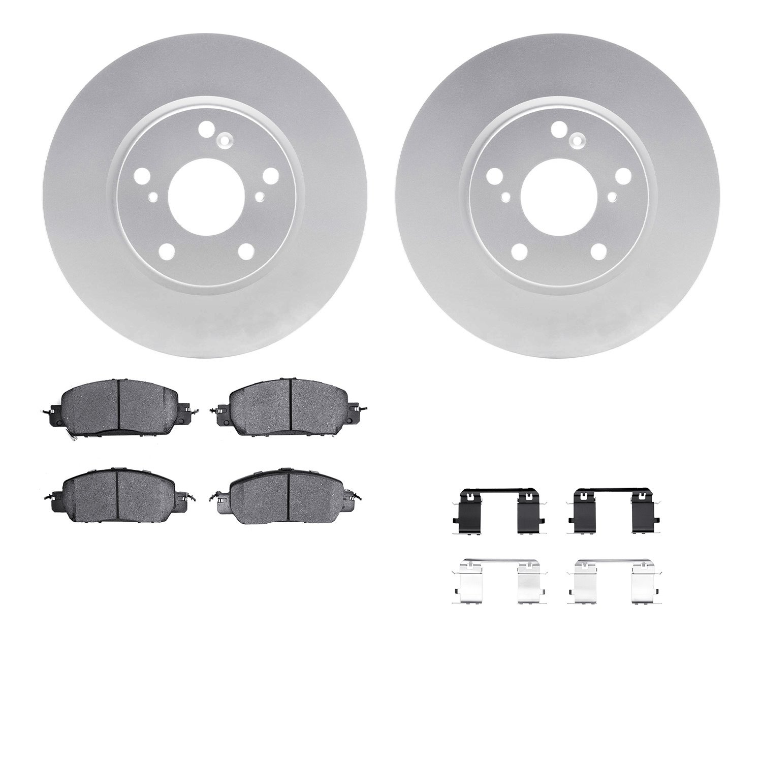 4512-59192 Geospec Brake Rotors w/5000 Advanced Brake Pads Kit & Hardware, 2016-2017 Acura/Honda, Position: Front