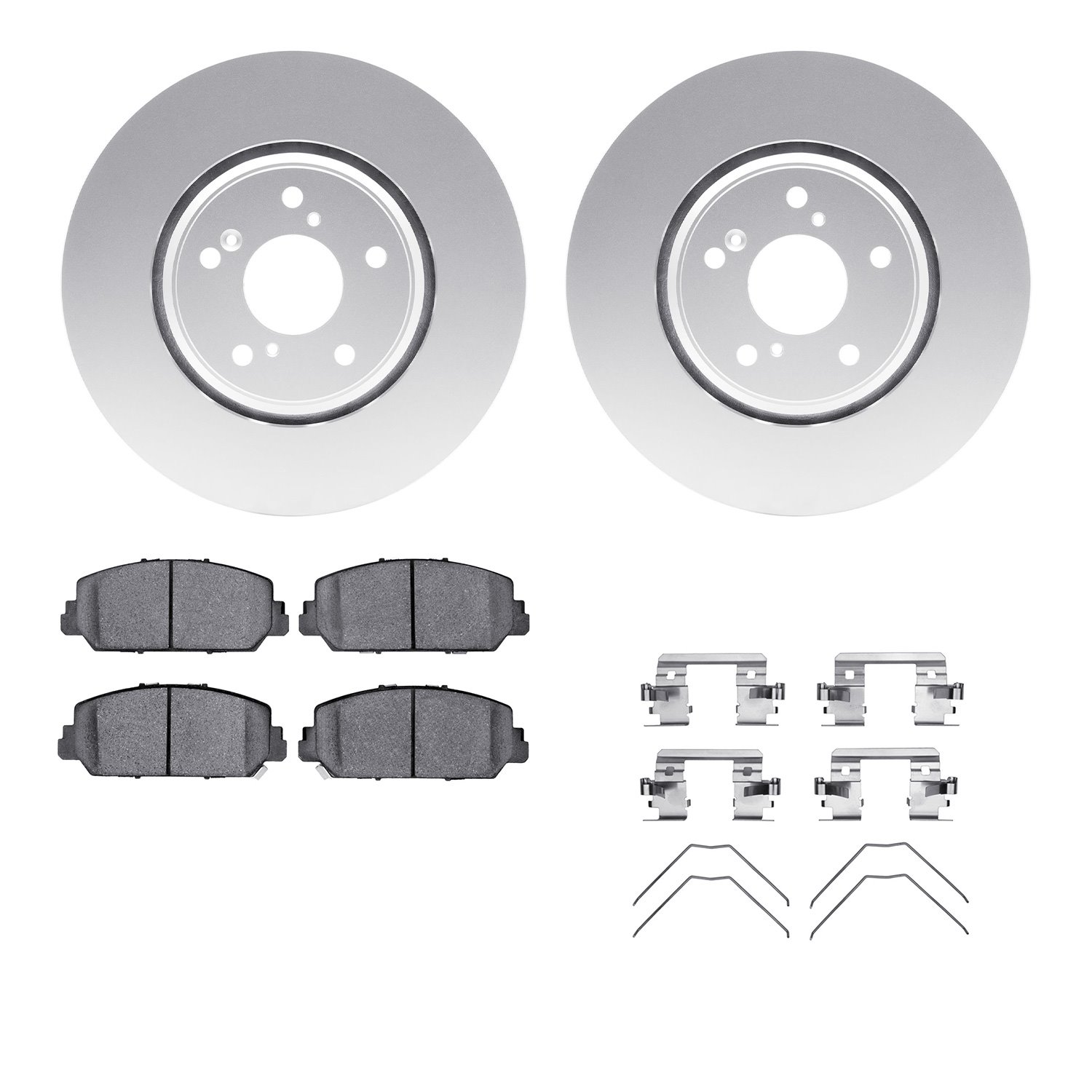 4512-59195 Geospec Brake Rotors w/5000 Advanced Brake Pads Kit & Hardware, Fits Select Acura/Honda, Position: Front